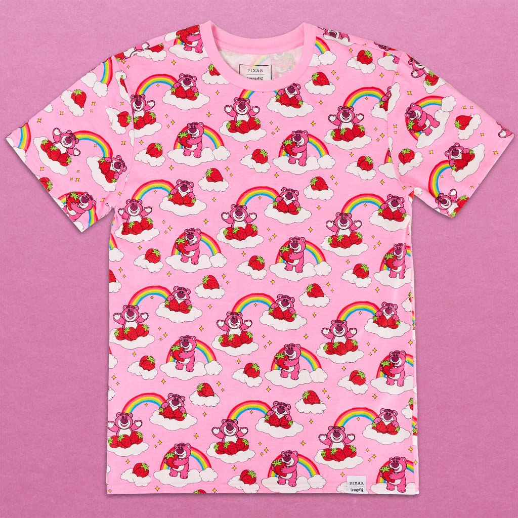 Loungefly x Disney Pixar Toy Story Lotso Rainbow AOP Unisex T - Shirt - GeekCore