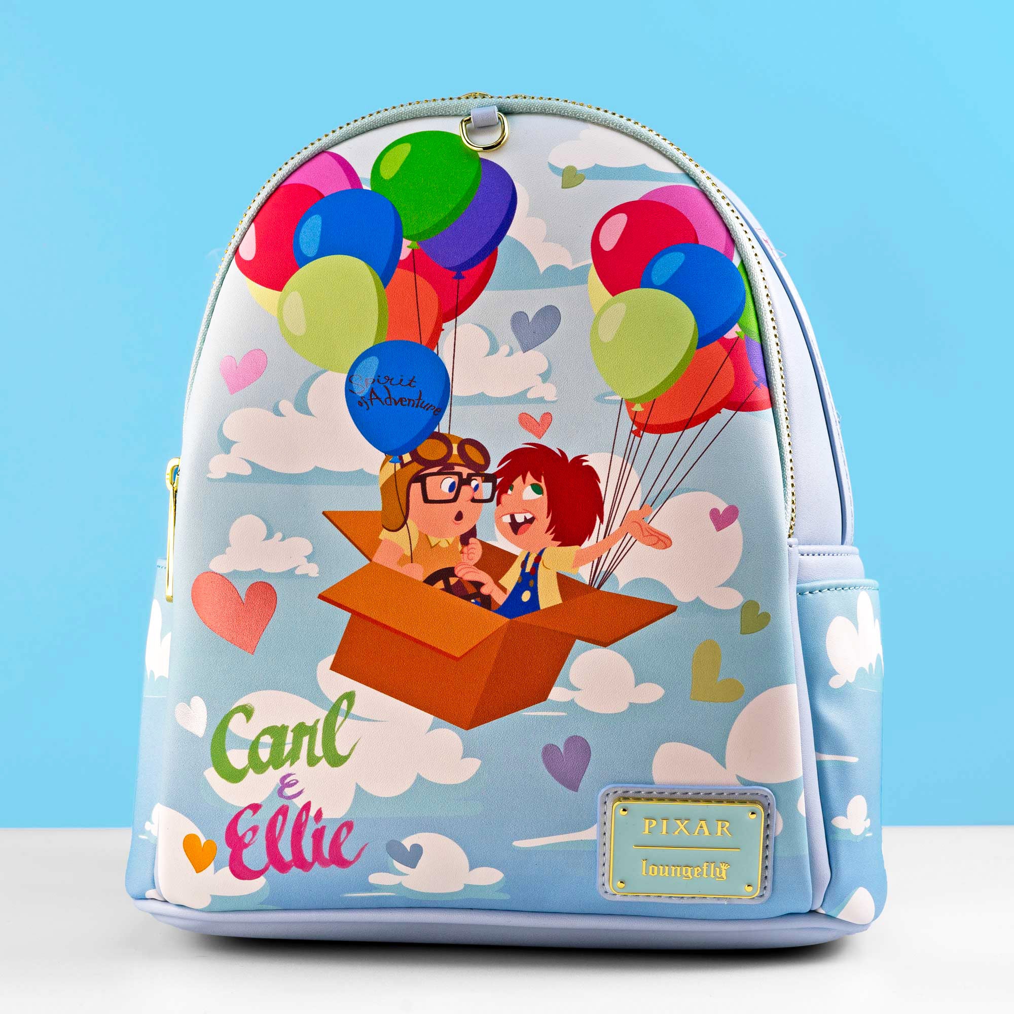 Loungefly x Disney Pixar Up Carl and Ellie Foil Hearts Balloons Mini Backpack With Coin Bag - GeekCore