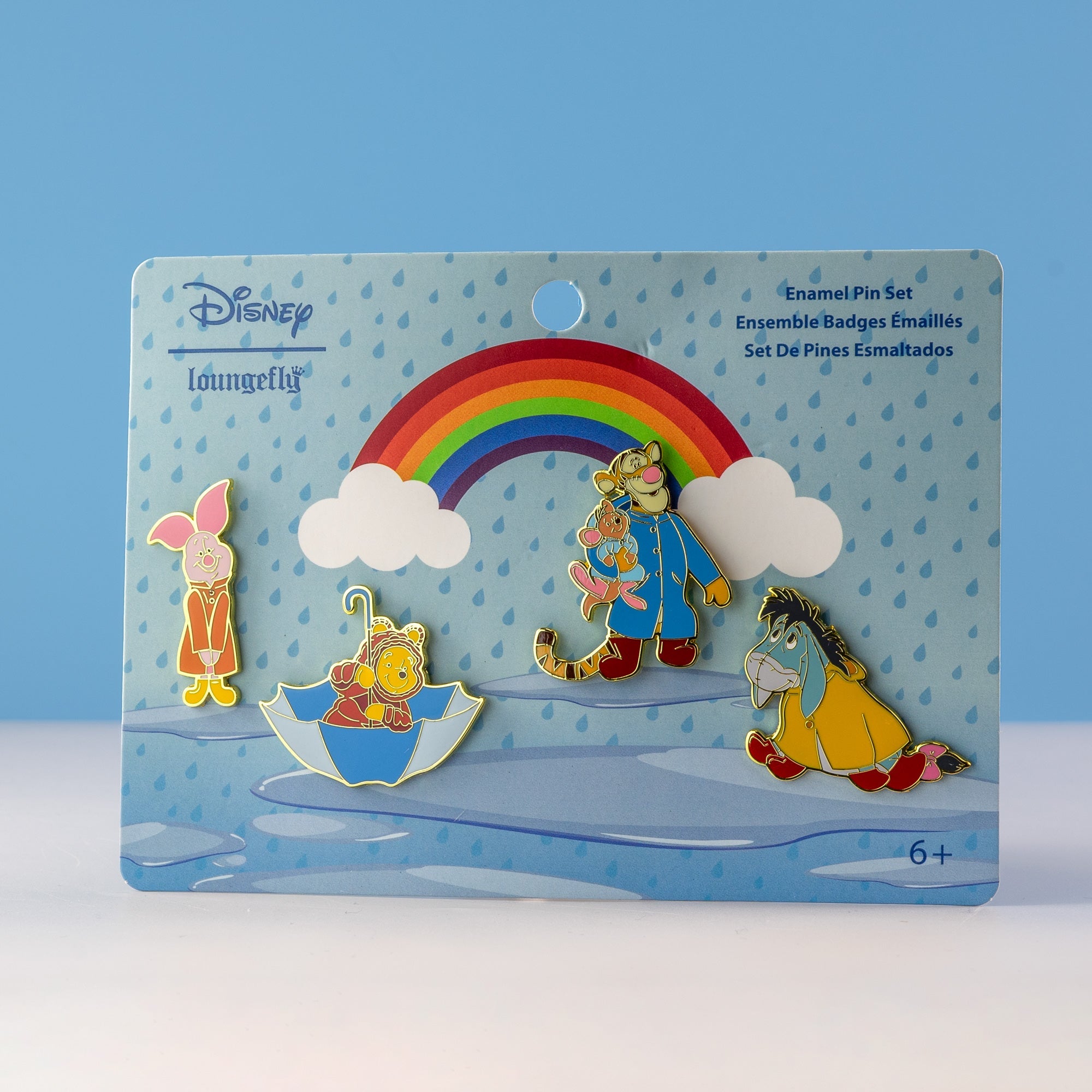 Loungefly x Disney Pooh And Friends Rainy Day 4 Piece Pin Set - GeekCore