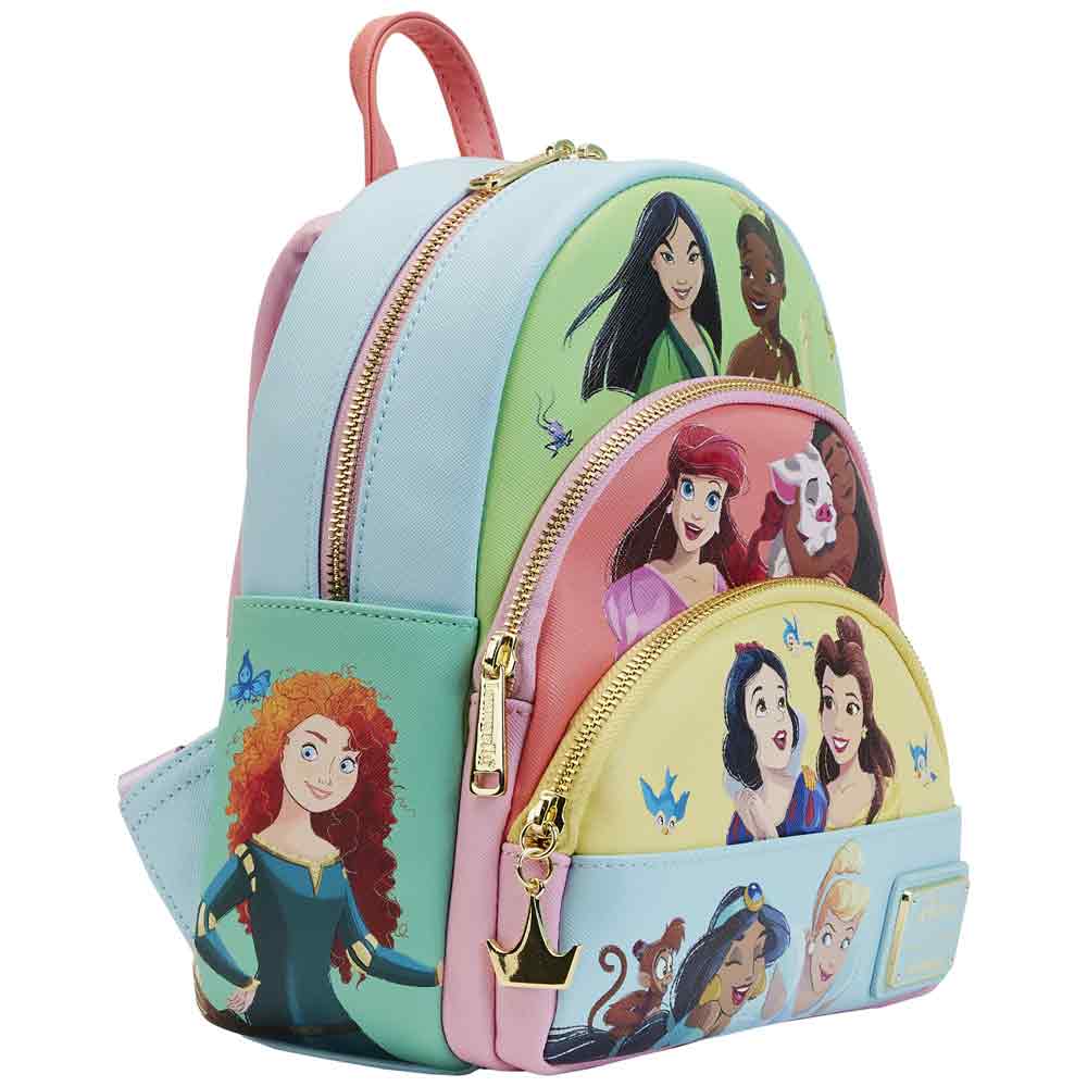 Loungefly x Disney Princess Collage Triple Pocket Mini Backpack - GeekCore