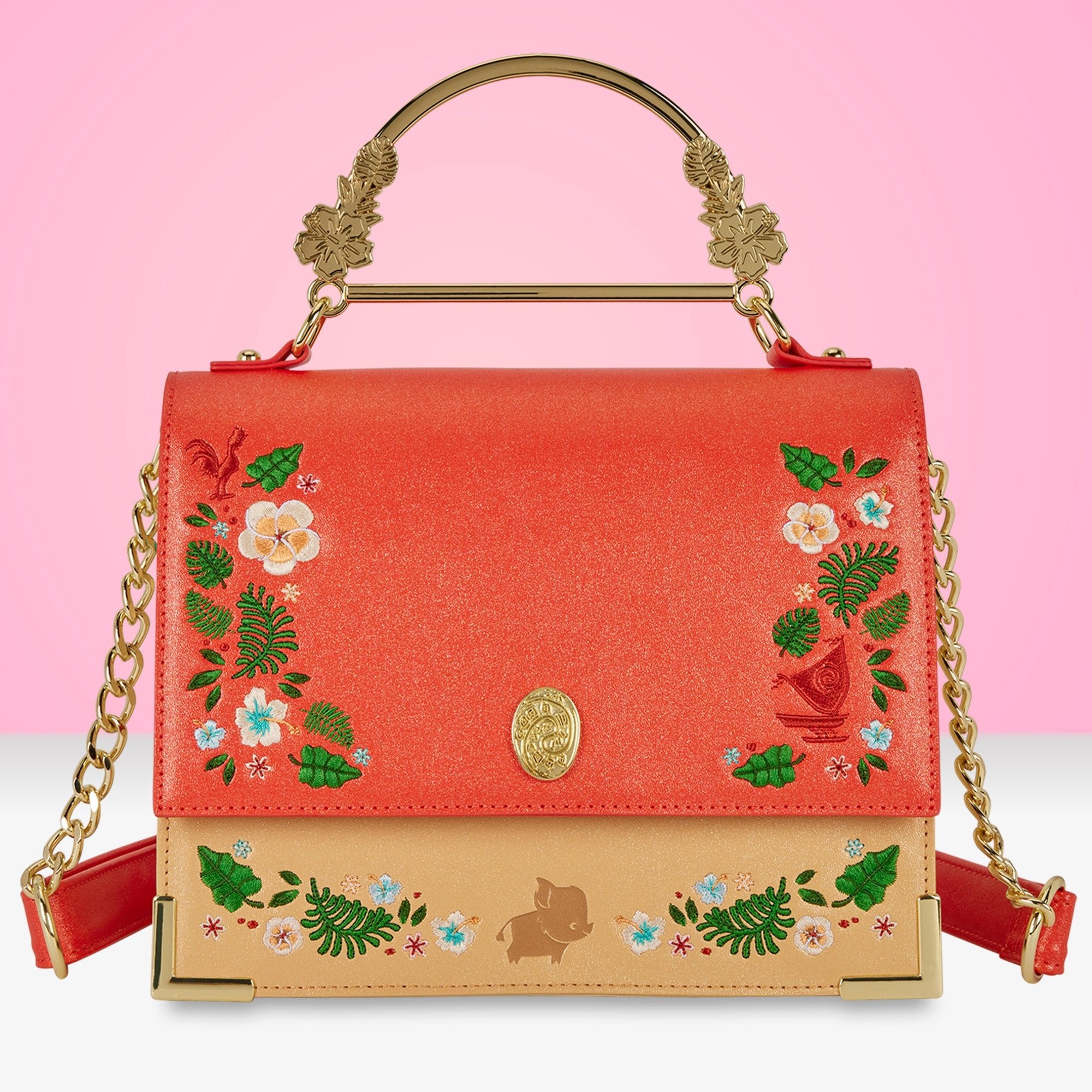 Loungefly x Disney Princess Moana Floral Handle Crossbody Bag - GeekCore