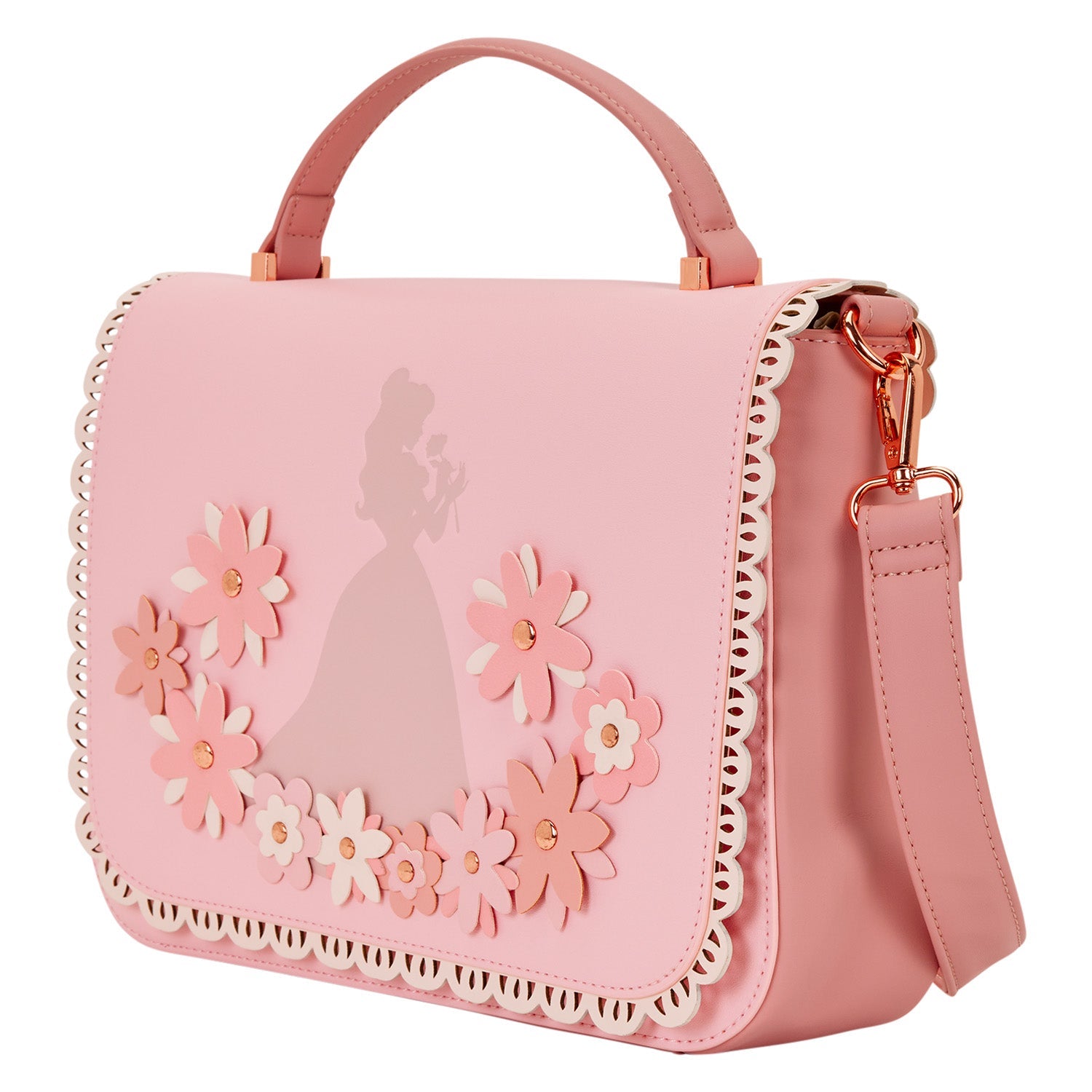 Loungefly x Disney Princess Pink Floral Silhouette Crossbody Bag - GeekCore