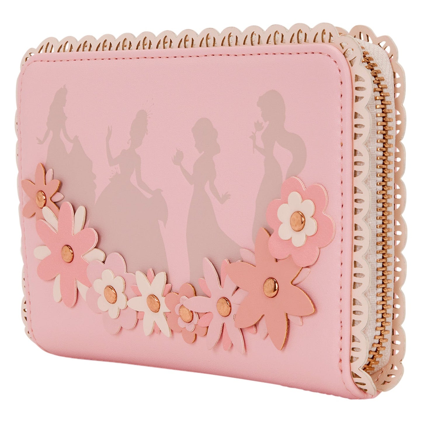 Loungefly x Disney Princess Pink Floral Silhouettes Zip Around Wallet - GeekCore
