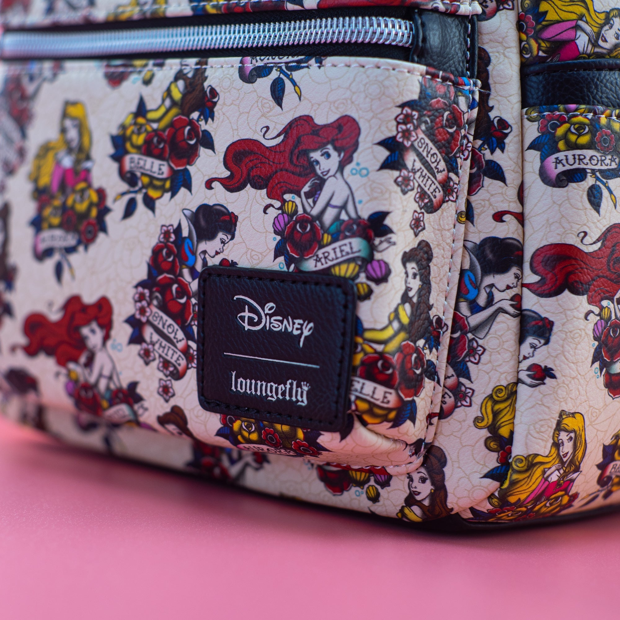 Loungefly x Disney Princesses Tattoo All Over Print Mini Backpack - GeekCore