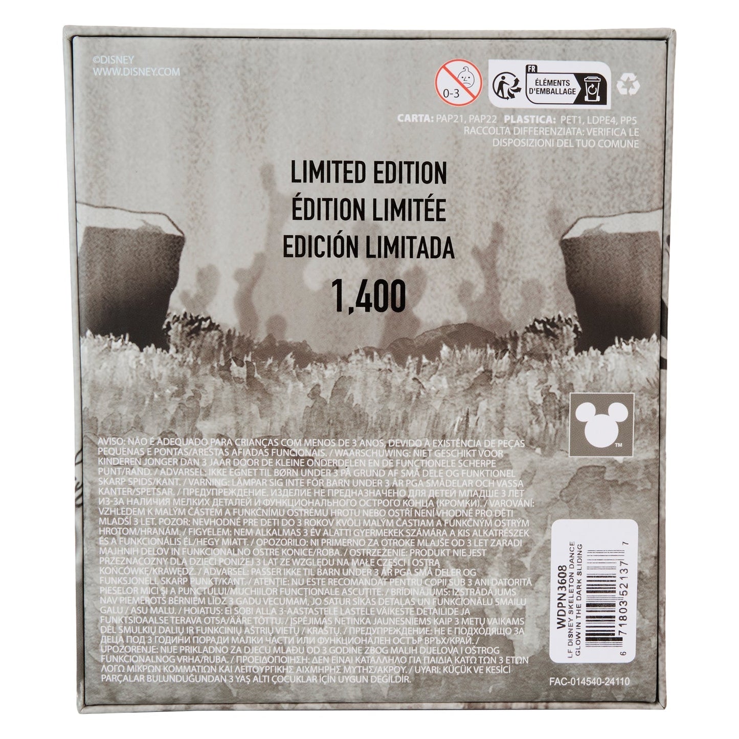 Loungefly x Disney Skeleton Dance Glow In The Dark Sliding 3" Collector Box Pin - GeekCore