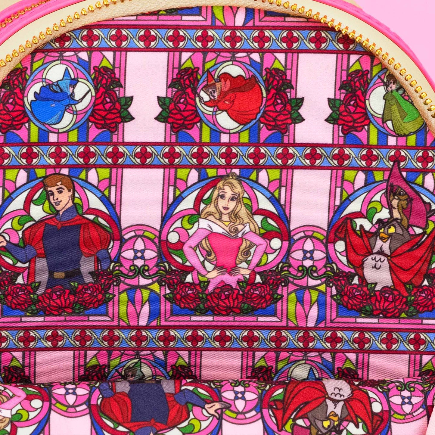 Loungefly x Disney Sleeping Beauty Aurora Stained Glass Mini Backpack - GeekCore