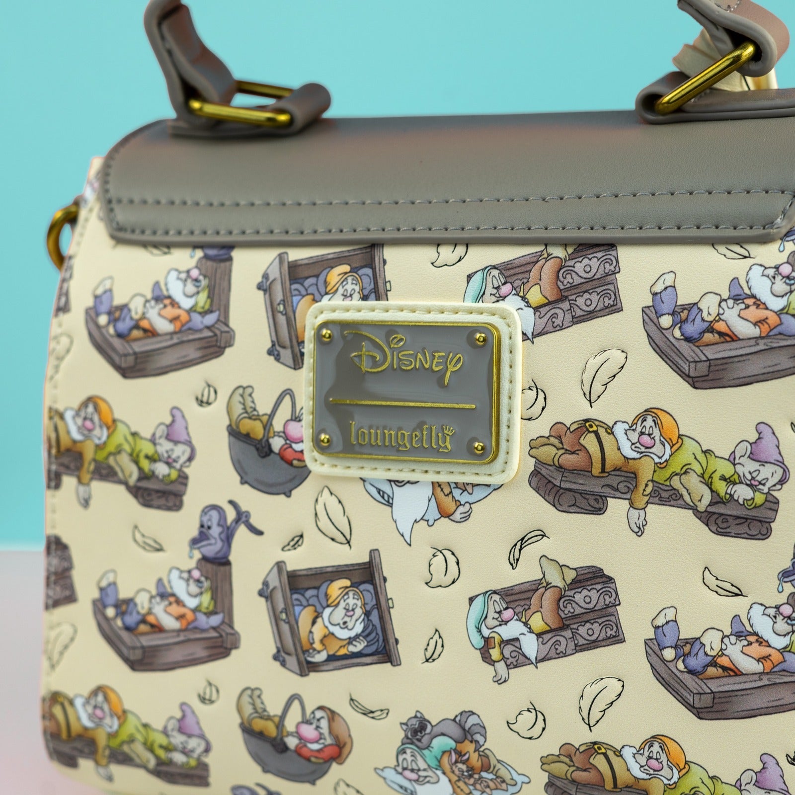 Loungefly x Disney Snow White and the Seven Dwarfs Bed Print Crossbody Handbag - GeekCore