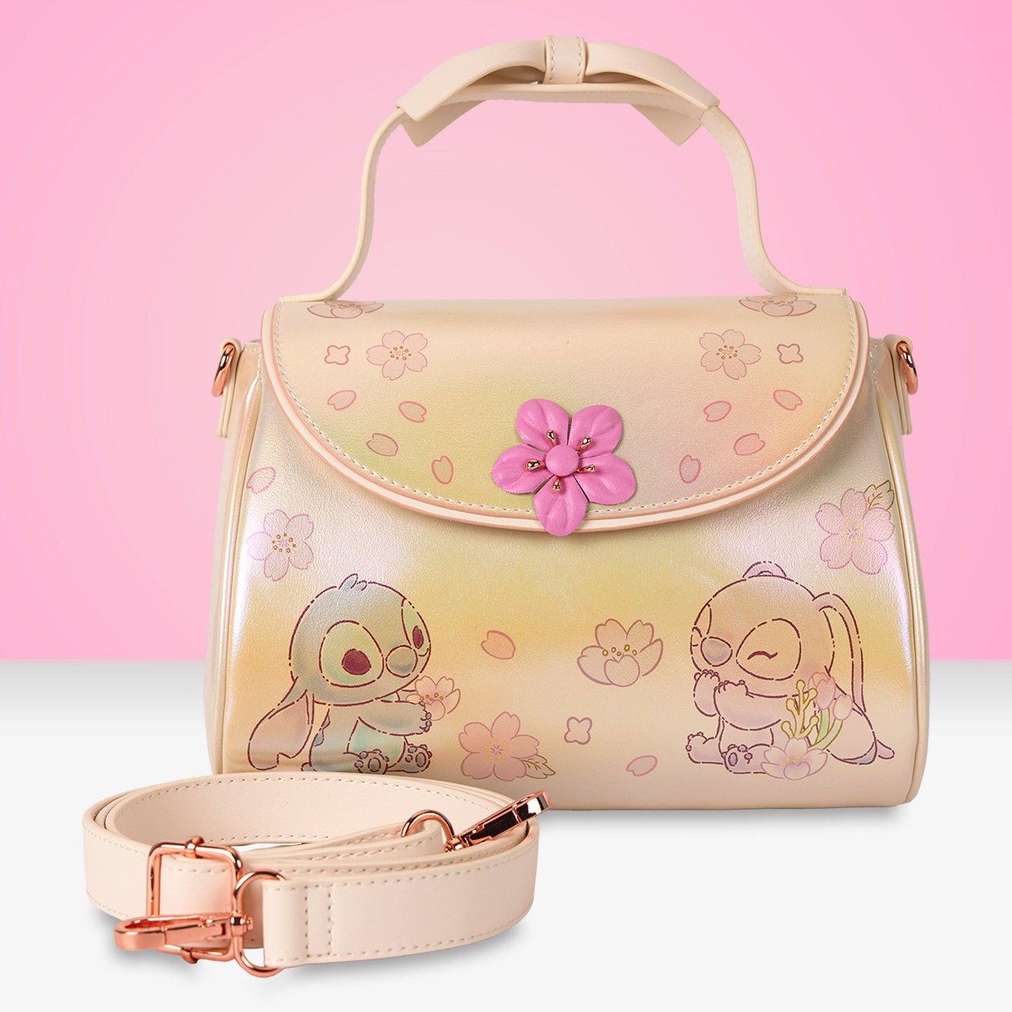 Loungefly x Disney Stitch Cherry Blossom Bow Handle Crossbody Bag - GeekCore