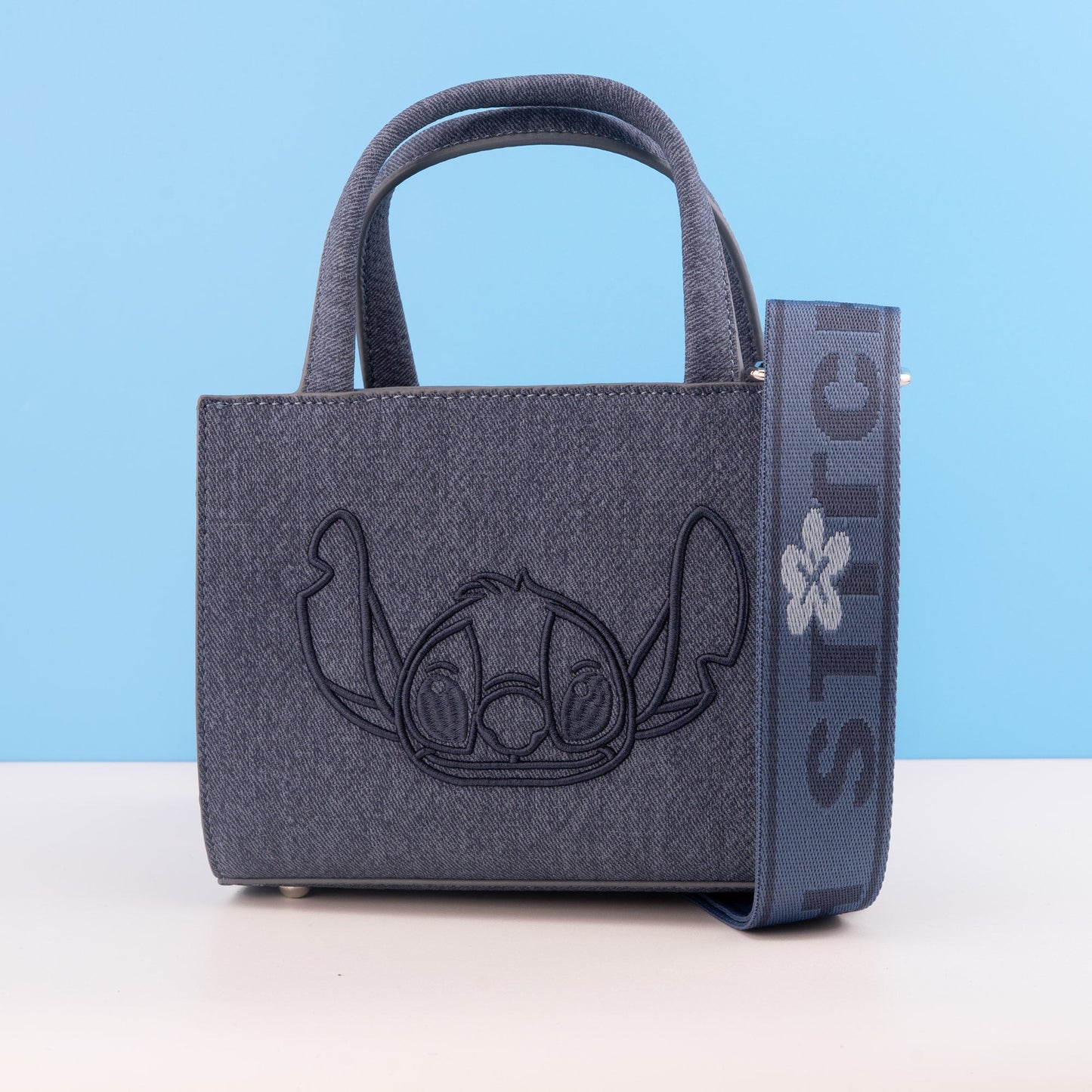 Loungefly x Disney Stitch Minimal Denim Mini Crossbody Tote - GeekCore