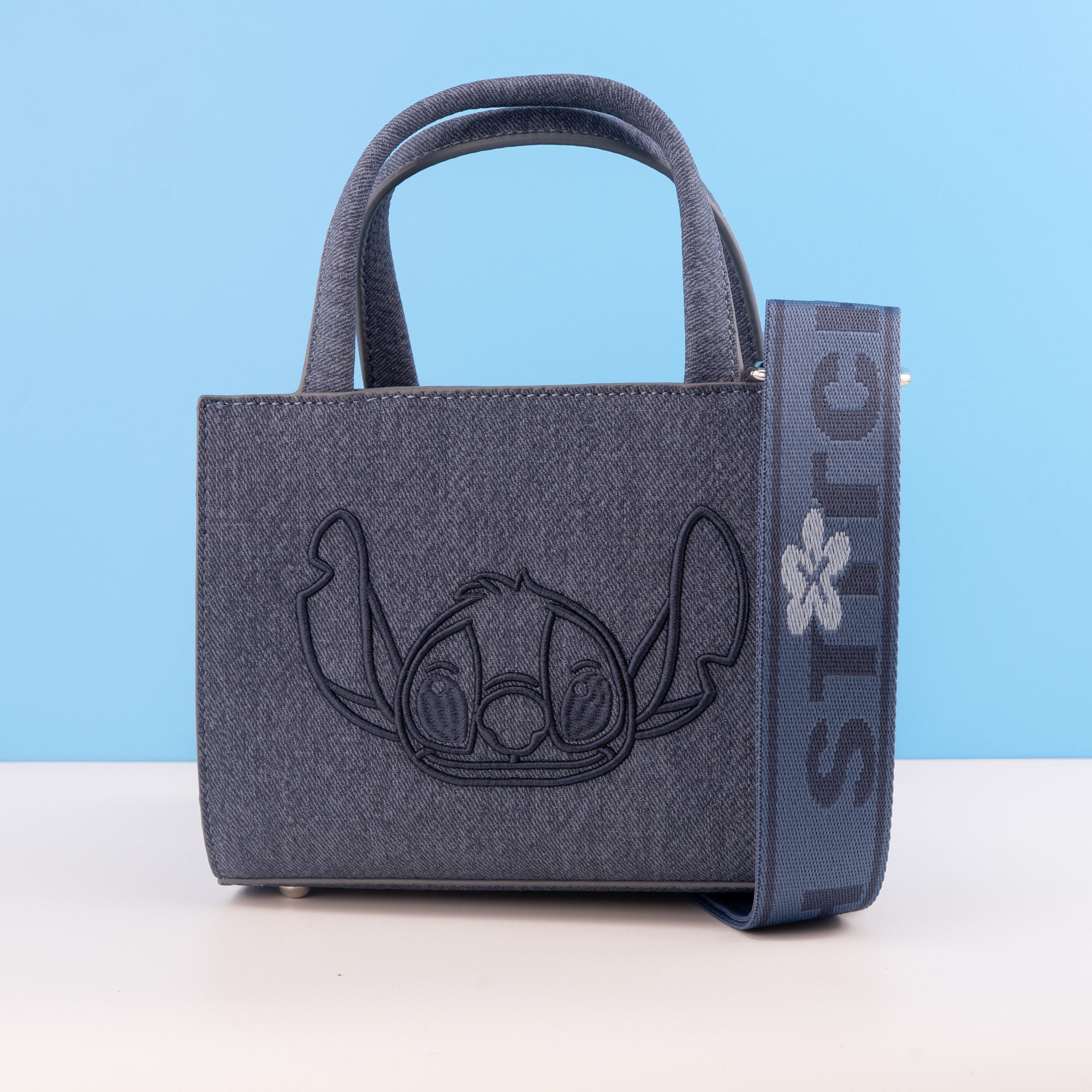 Loungefly x Disney Stitch Minimal Denim Mini Crossbody Tote - GeekCore
