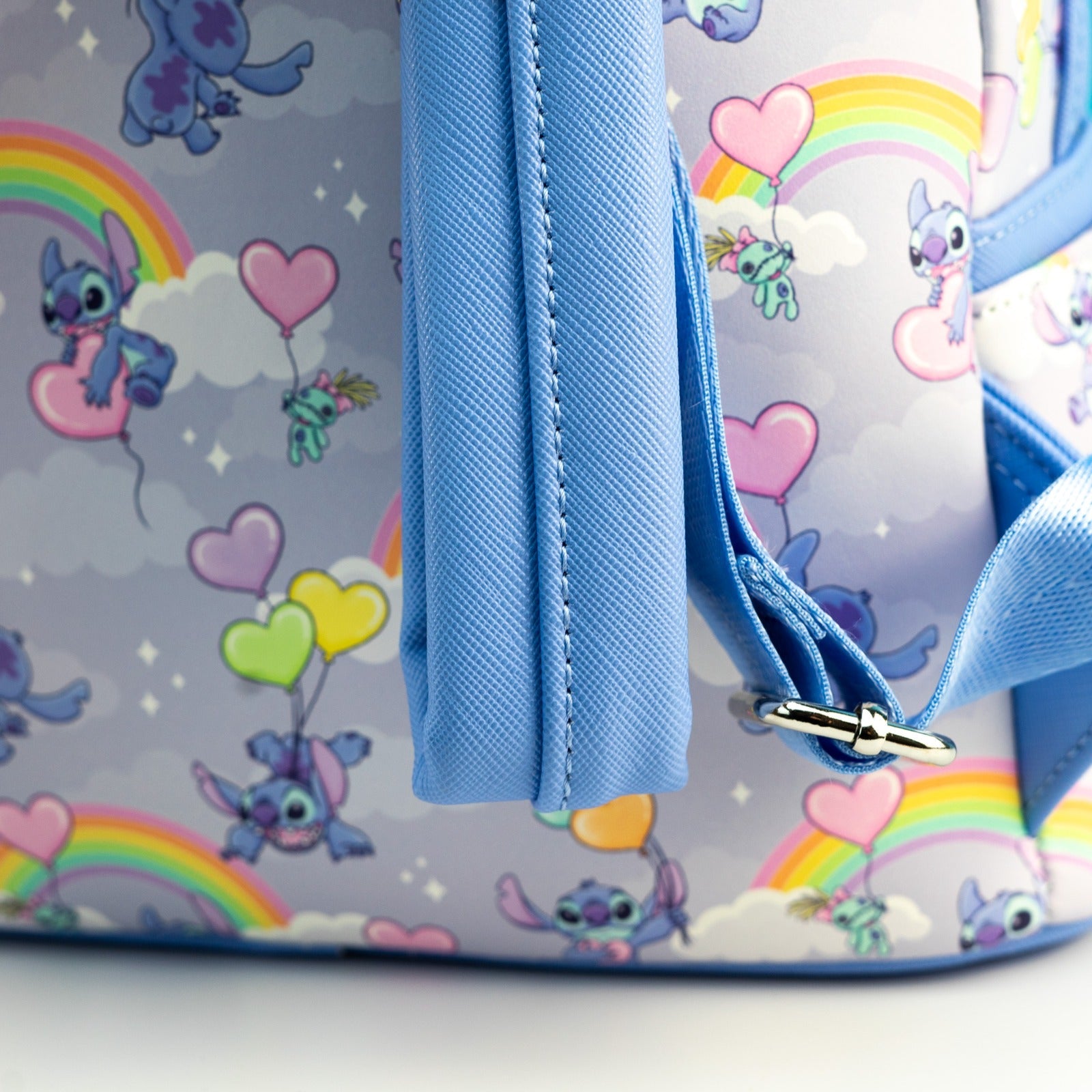 Loungefly x Disney Stitch Rainbows and Heart Balloons All Over Print Mini Backpack - GeekCore