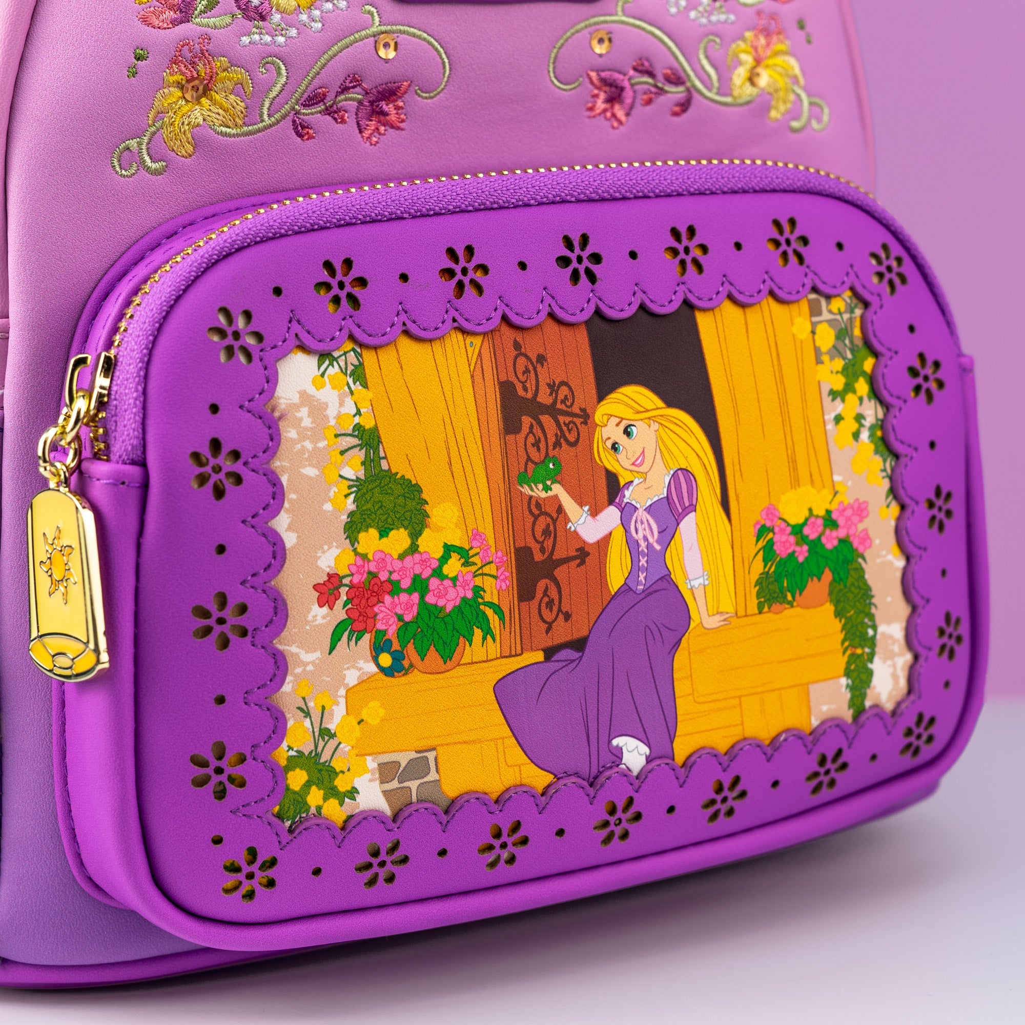 Loungefly x Disney Tangled Rapunzel Die Cut Window Scene Mini Backpack - GeekCore