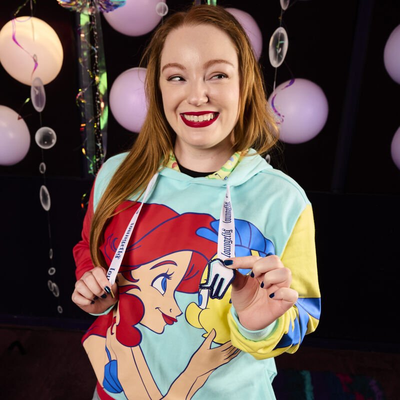 Loungefly x Disney The Little Mermaid Ariel and Flounder Unisex Hoodie - GeekCore