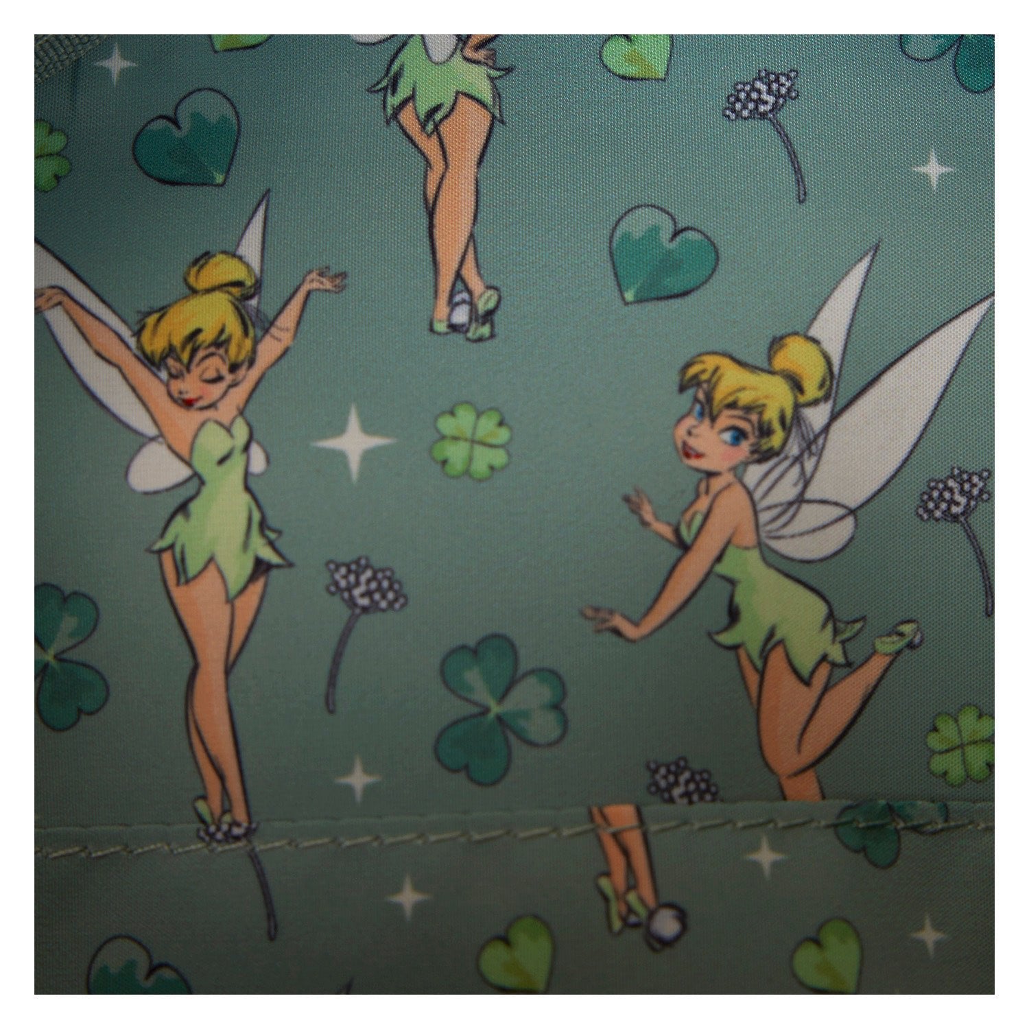 Loungefly x Disney Tinker Bell Four - Leaf Clover Tote Bag with Coin Bag - GeekCore