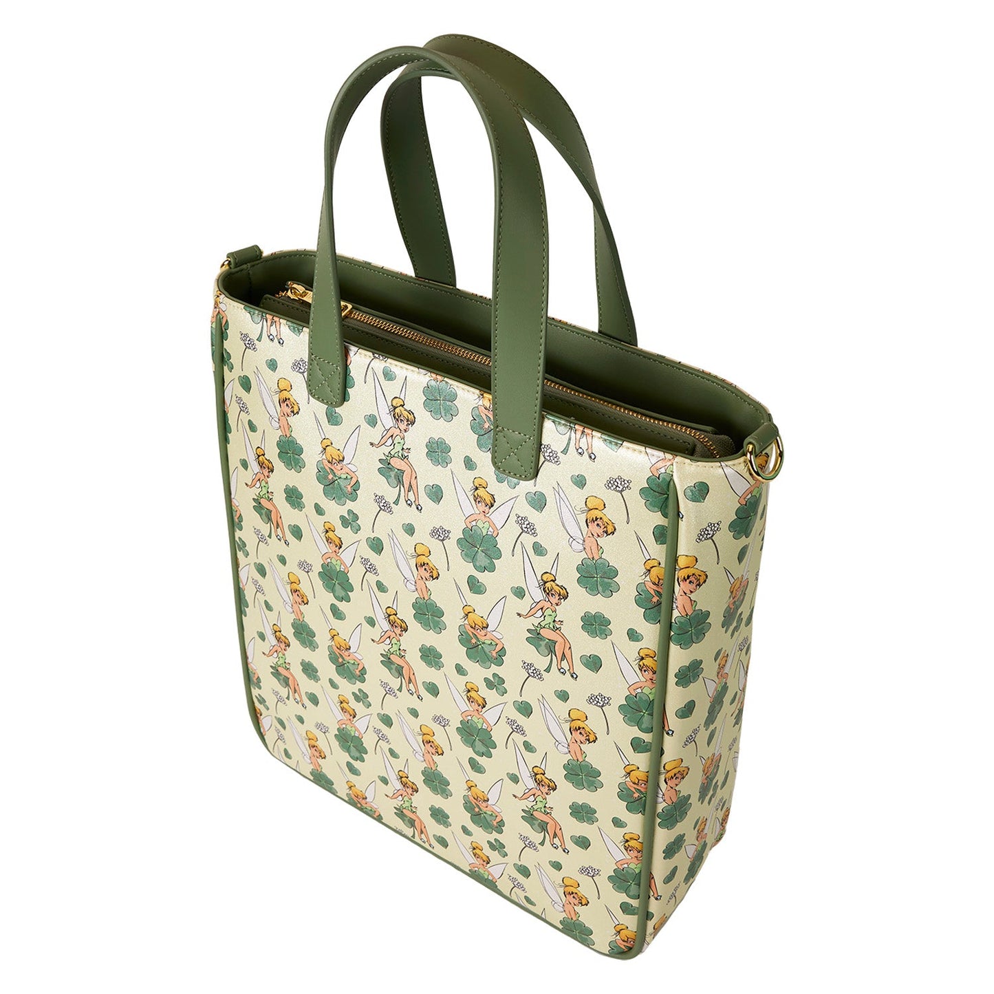 Loungefly x Disney Tinker Bell Four - Leaf Clover Tote Bag with Coin Bag - GeekCore