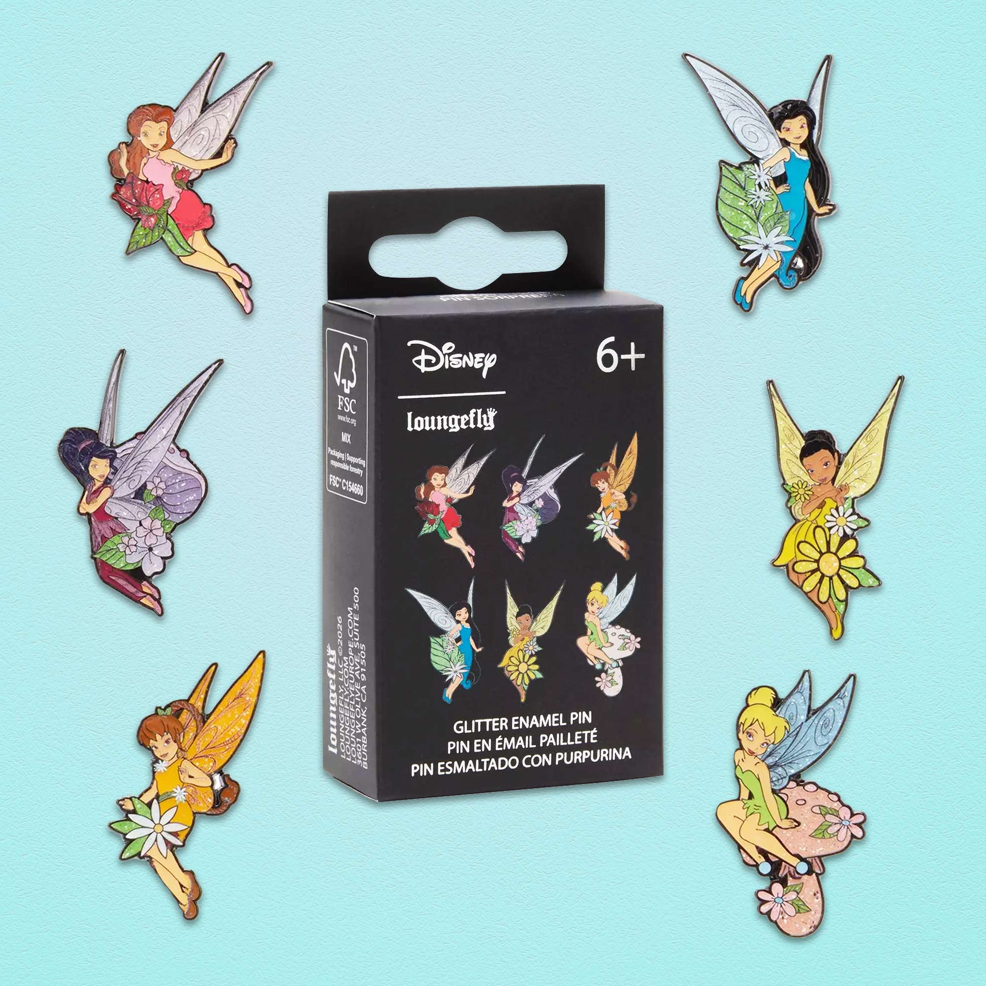Loungefly x Disney Tinker Bell & Friends Glitter Blind Box Mystery Pin - GeekCore