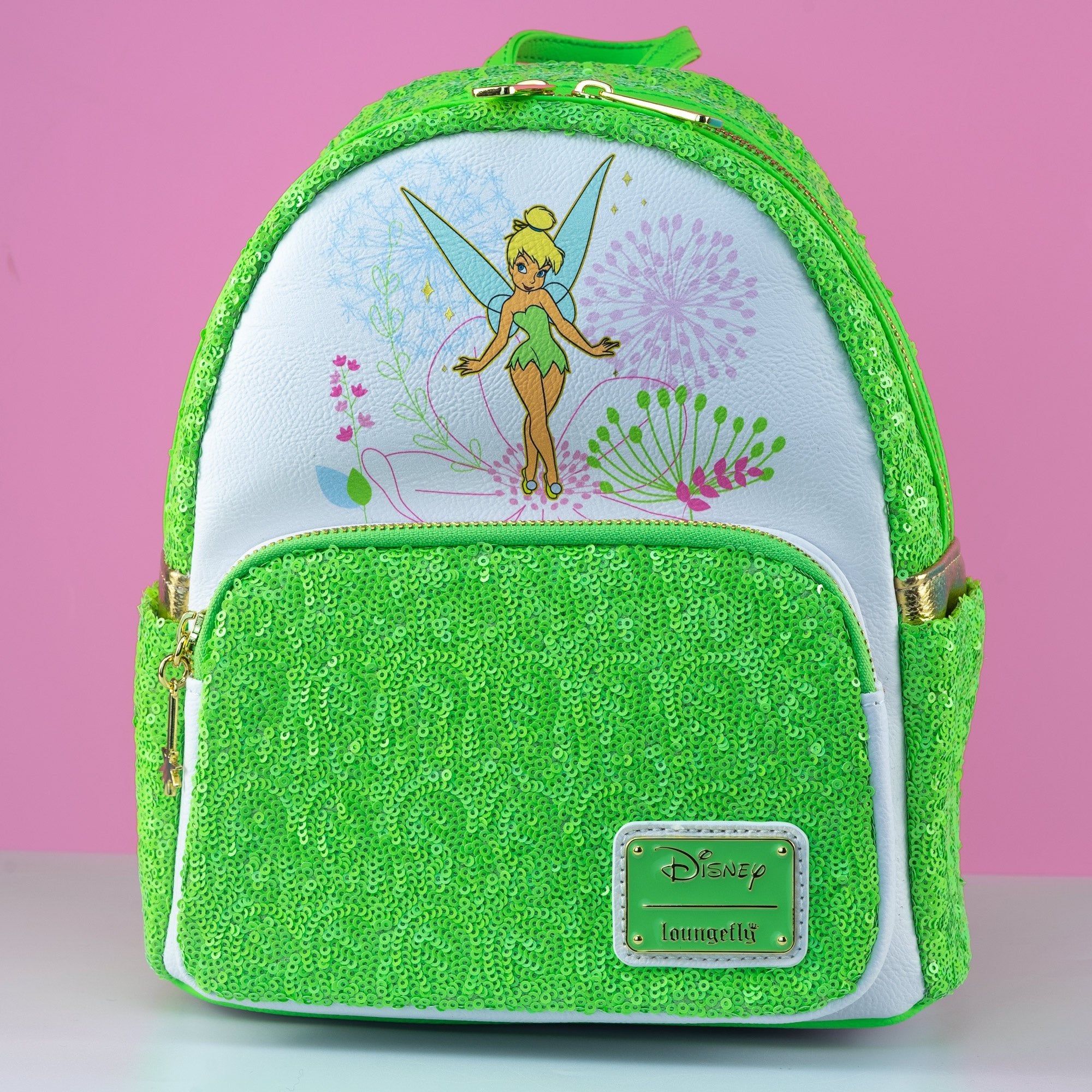 Loungefly x Disney Tinkerbell Green Sequin Mini Backpack - GeekCore