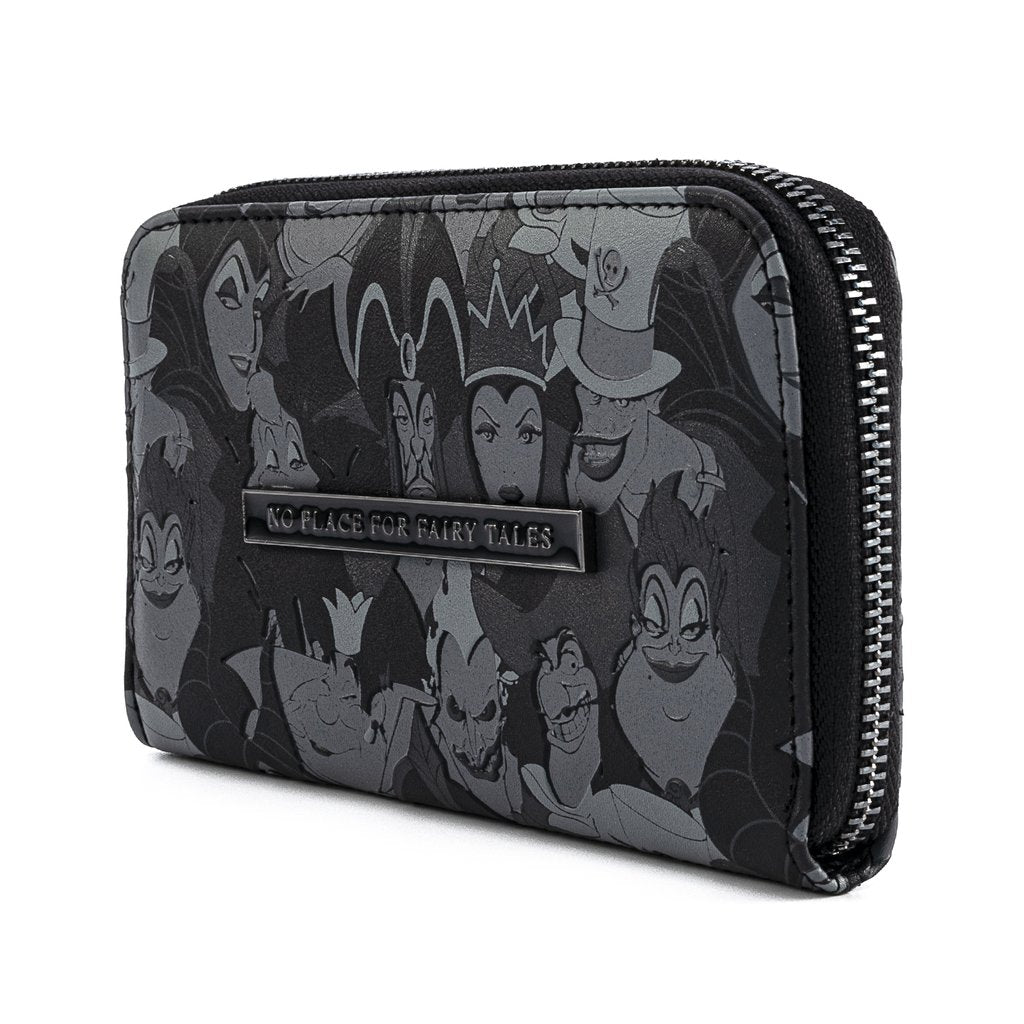 Loungefly X Disney Villains Debossed All Over Print Zip Around Purse - GeekCore