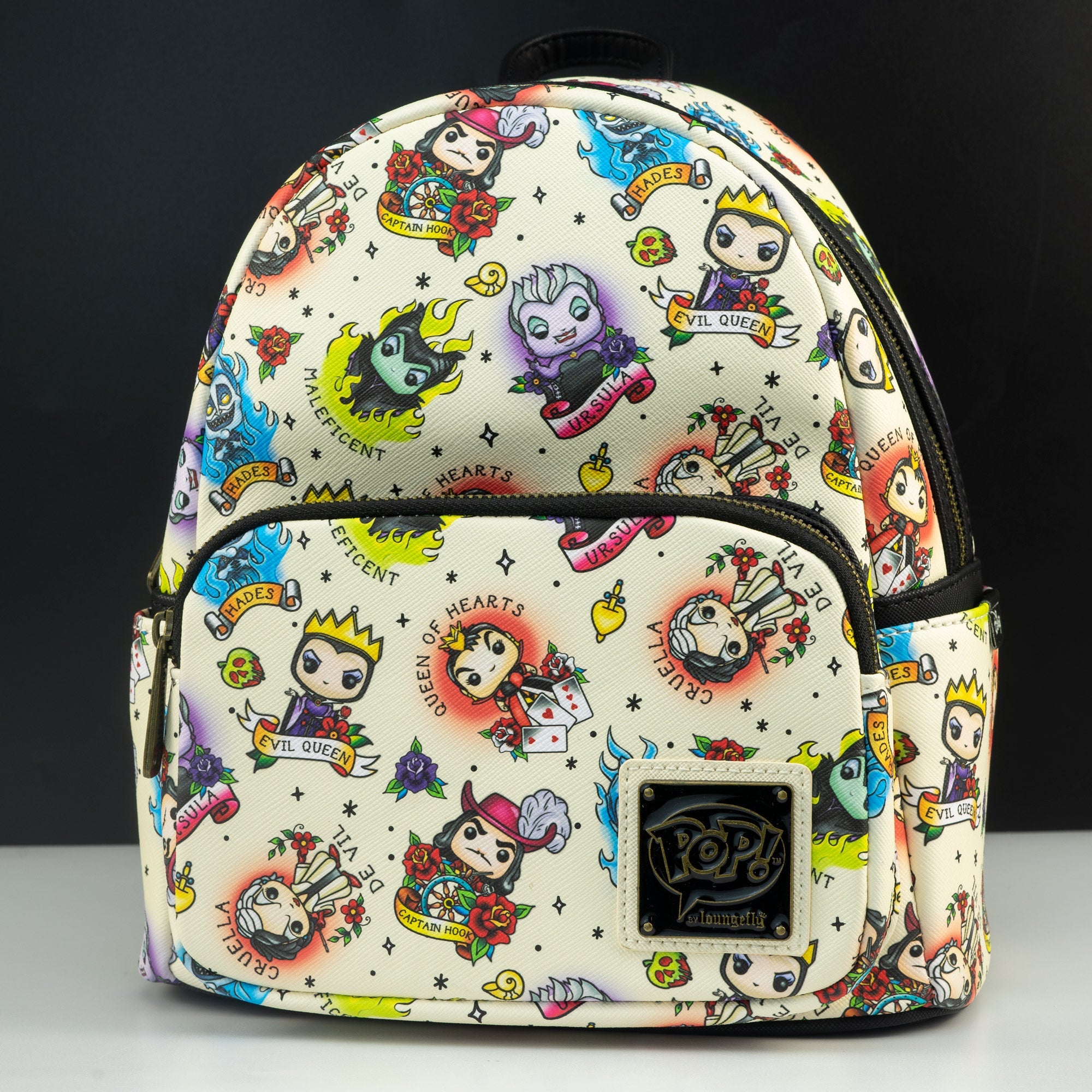 Loungefly x Disney Villains Pop Tattoo All Over Print Mini Backpack - GeekCore