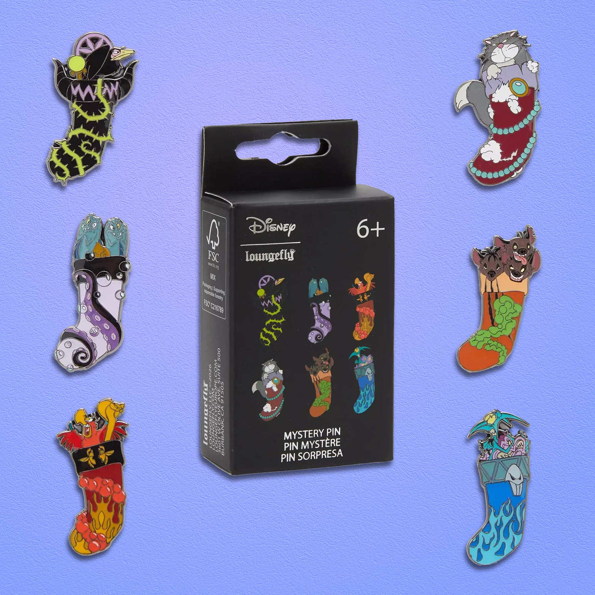 Loungefly x Disney Villains Sidekicks Stockings Blind Box Mystery Pin - GeekCore