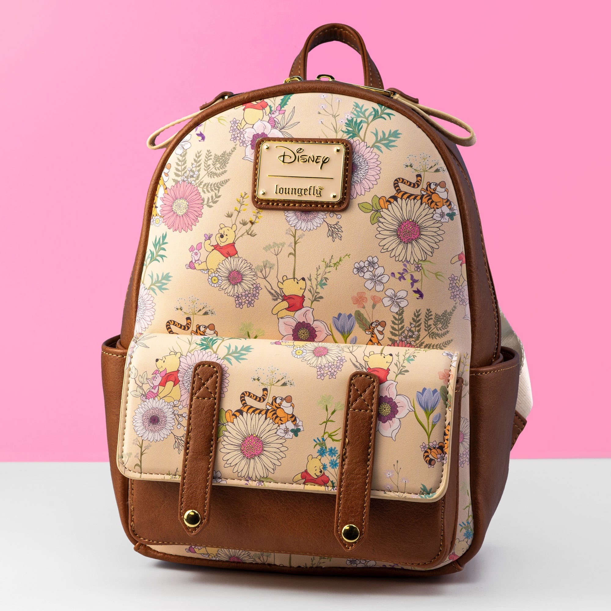 Loungefly x Disney Winnie the Pooh Floral Print Flap Pocket Mini Backpack - GeekCore