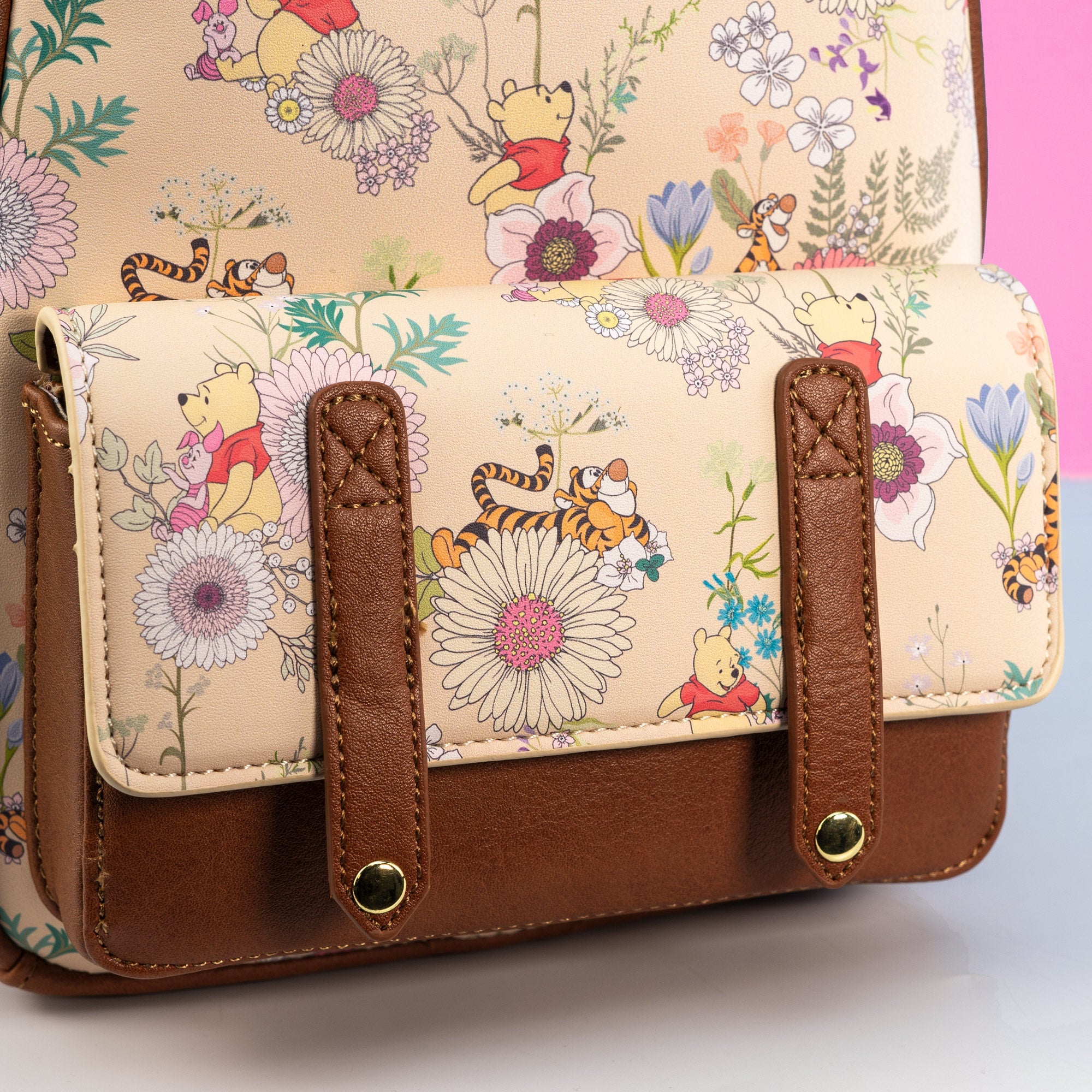 Loungefly x Disney Winnie the Pooh Floral Print Flap Pocket Mini Backpack - GeekCore