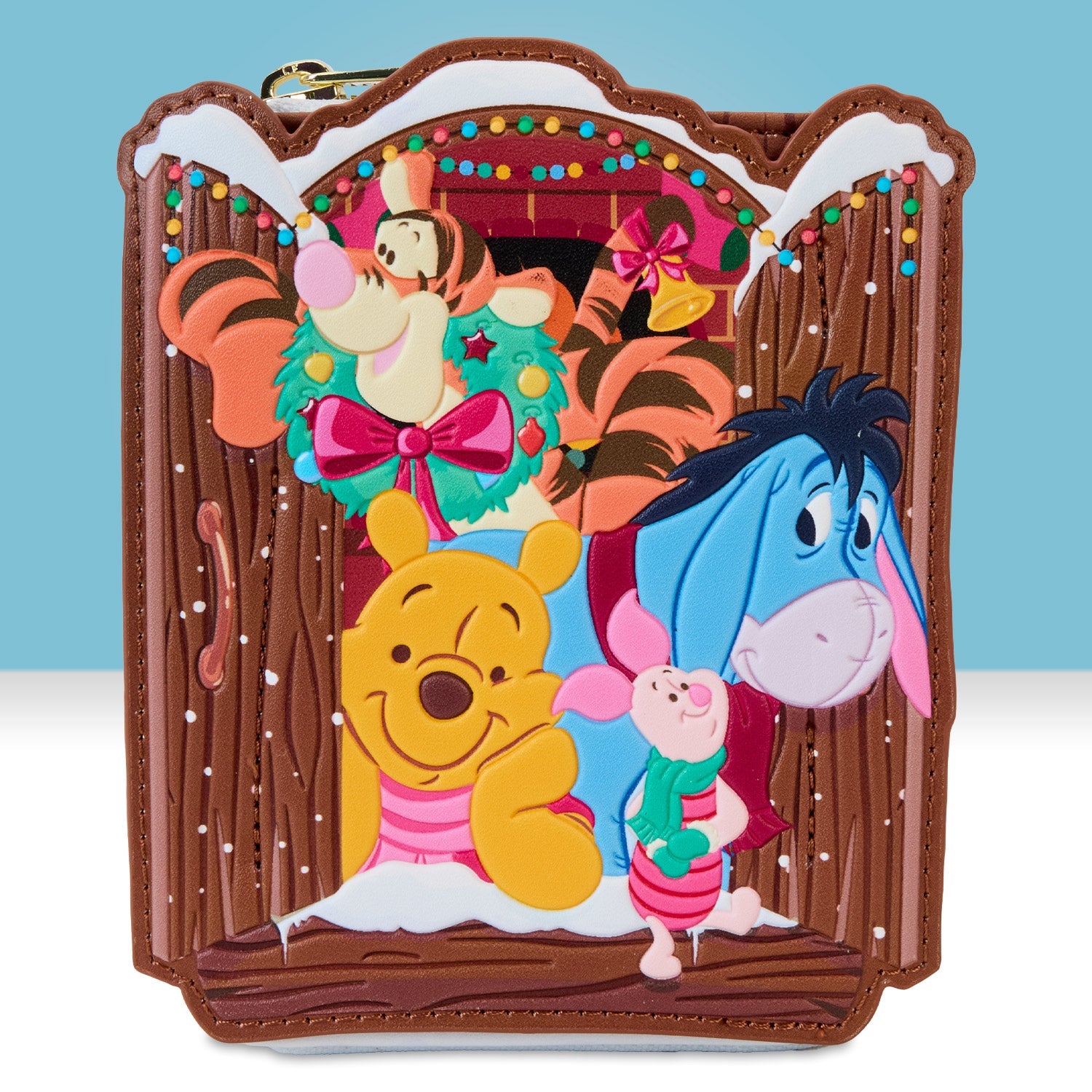 Loungefly x Disney Winnie the Pooh Holiday Scene Pooh And Friends Zip Around Wallet - GeekCore