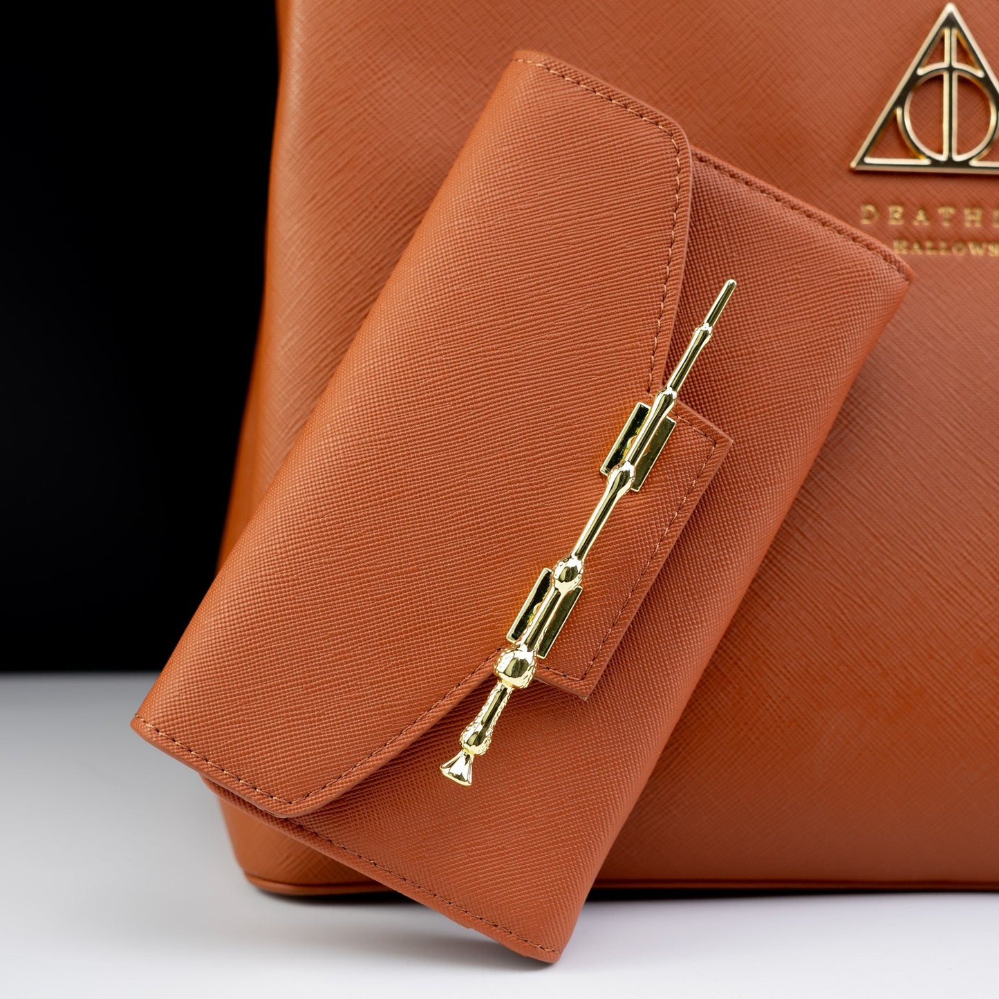 Loungefly x Harry Potter Cognac Saffiano Elder Wand Wallet - GeekCore