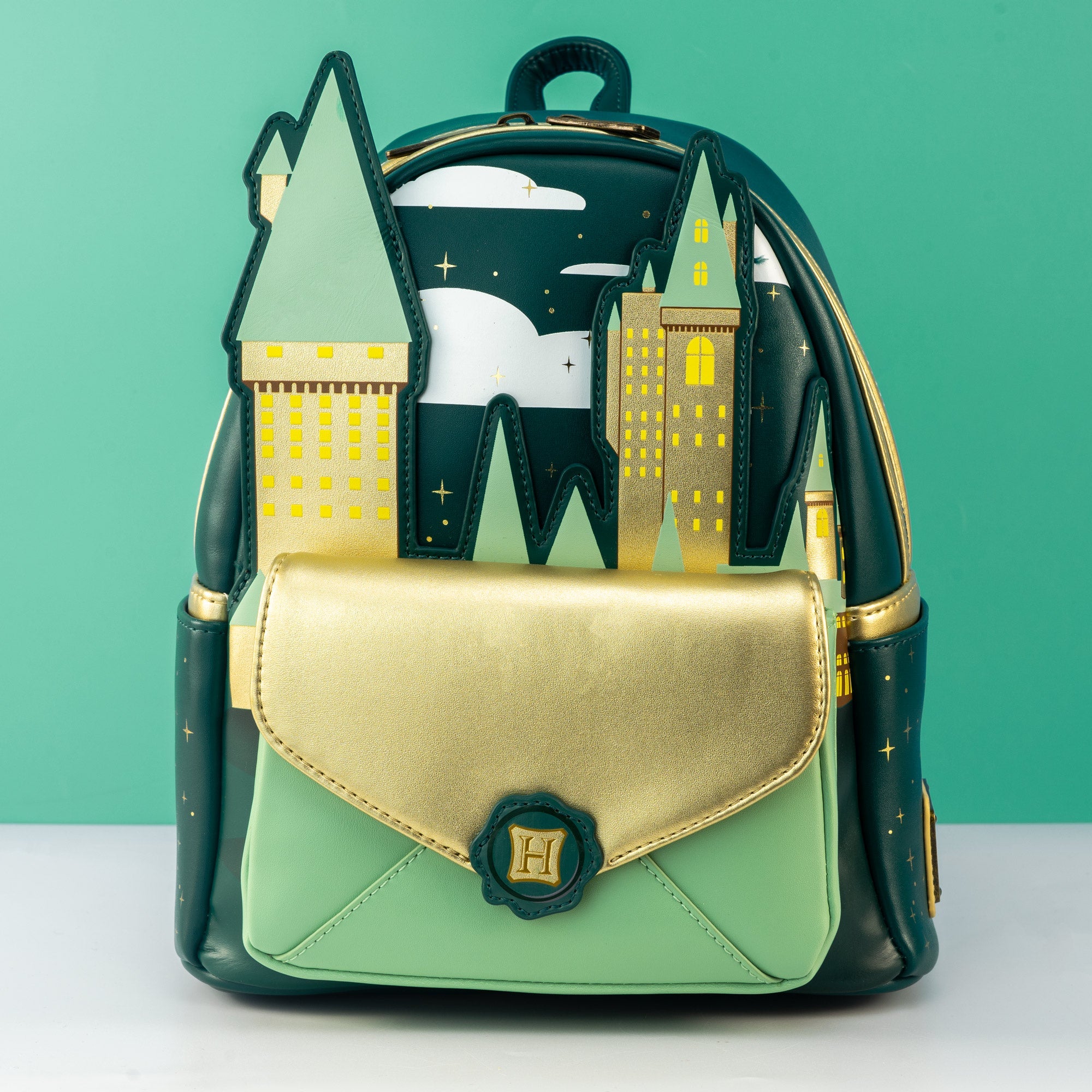 Loungefly x Harry Potter Golden Hogwarts Castle Mini Backpack - GeekCore