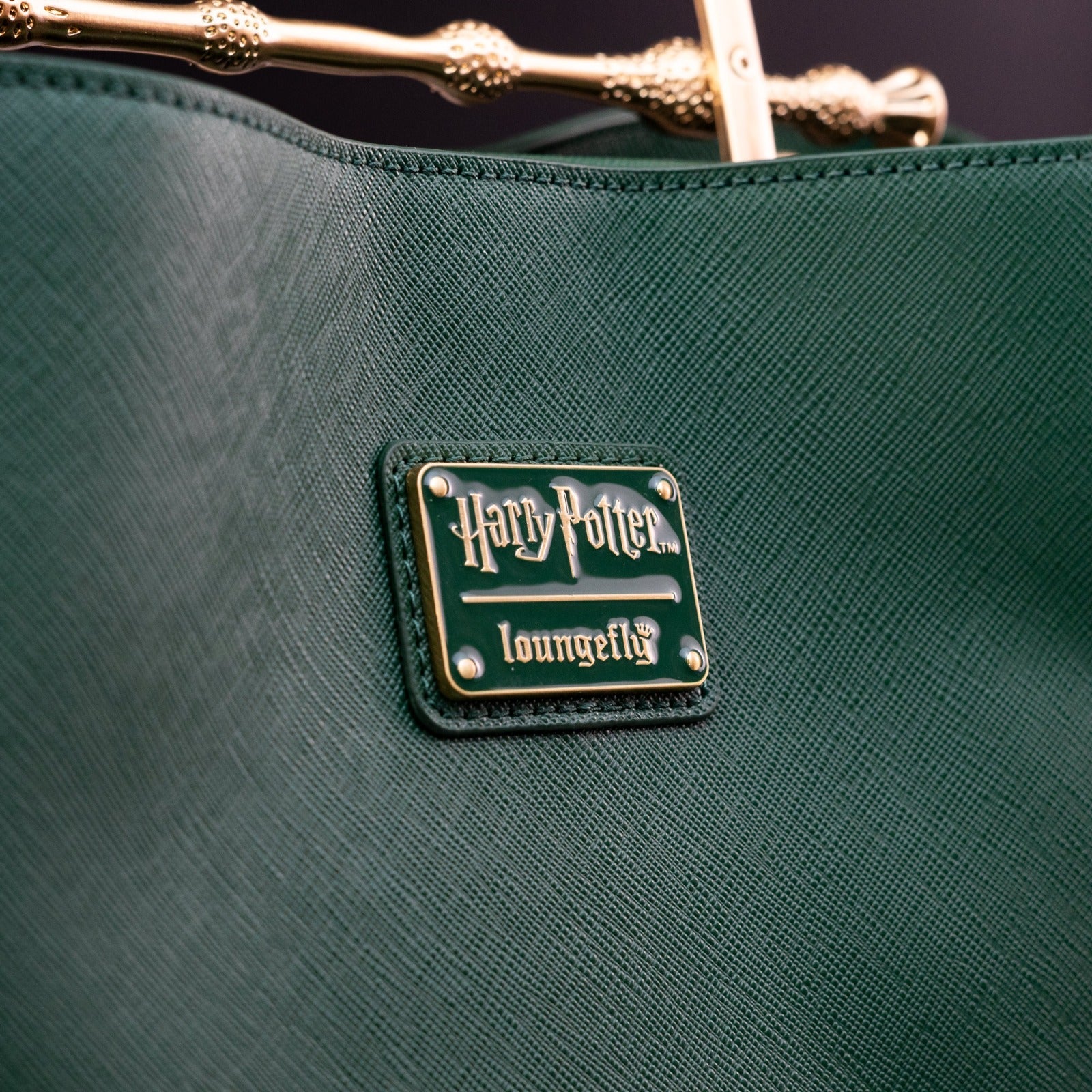 Loungefly x Harry Potter House Slytherin Green Saffiano Elder Wand Crossbody Handbag - GeekCore