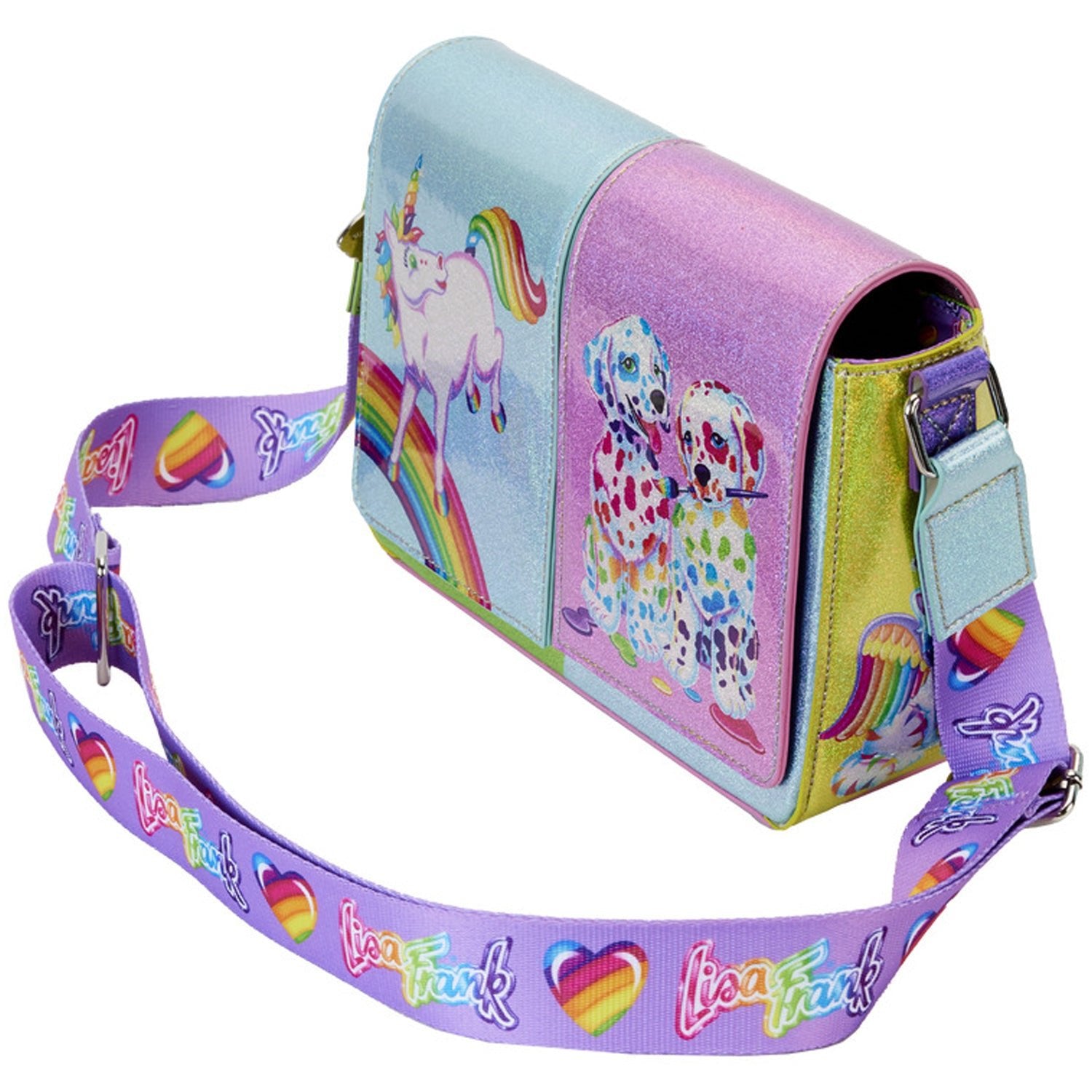 Loungefly x Lisa Frank Glitter Colour Block Crossbody Bag - GeekCore