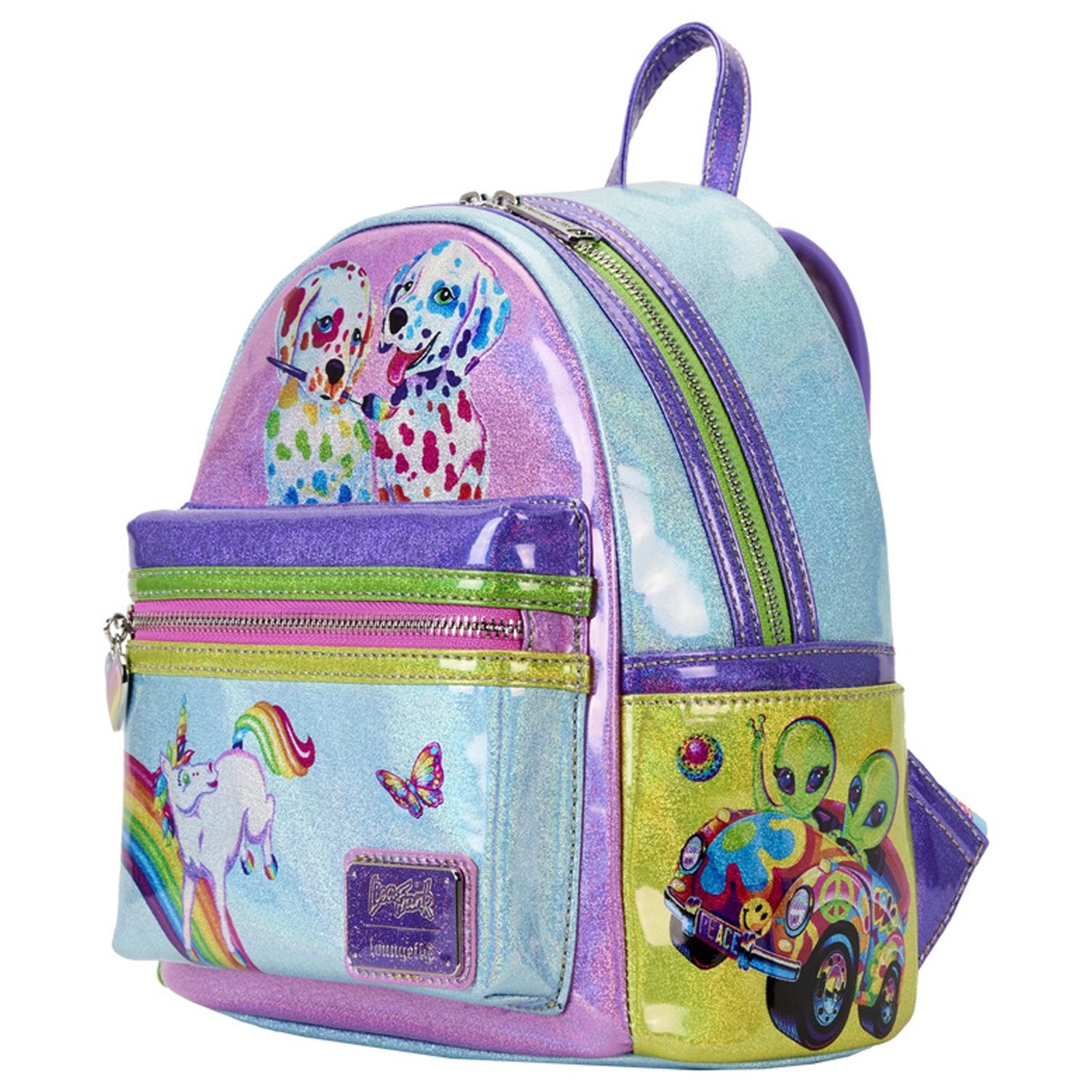 Loungefly x Lisa Frank Glitter Colour Block Mini Backpack - GeekCore