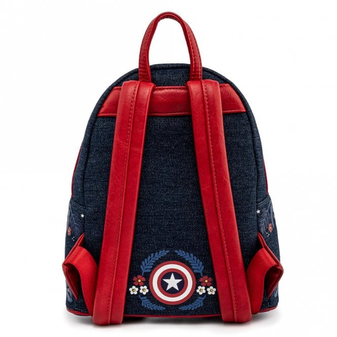 Loungefly x Marvel Captain America 80th Anniversary Floral Shield Mini Backpack - GeekCore