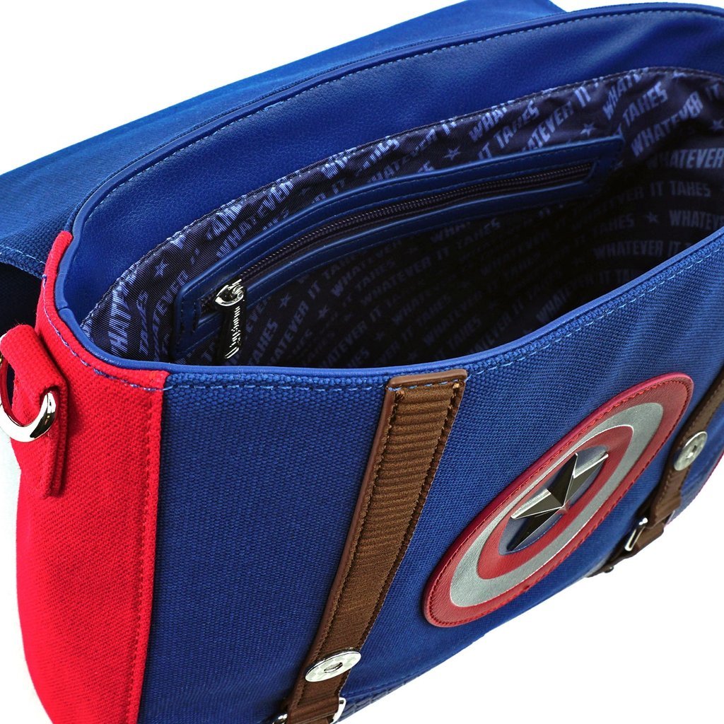 Loungefly x Marvel Captain America Endgame Hero Canvas Messenger Bag - GeekCore