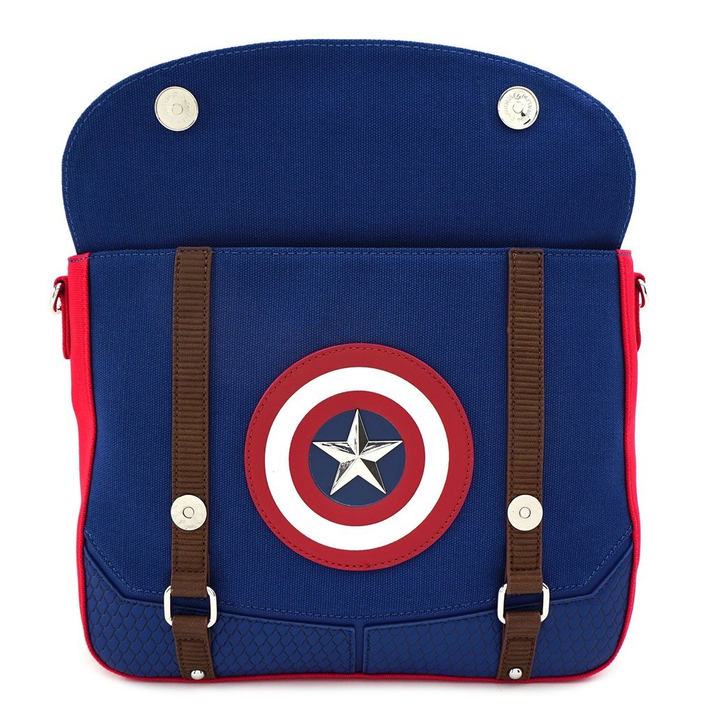 Loungefly x Marvel Captain America Endgame Hero Canvas Messenger Bag - GeekCore