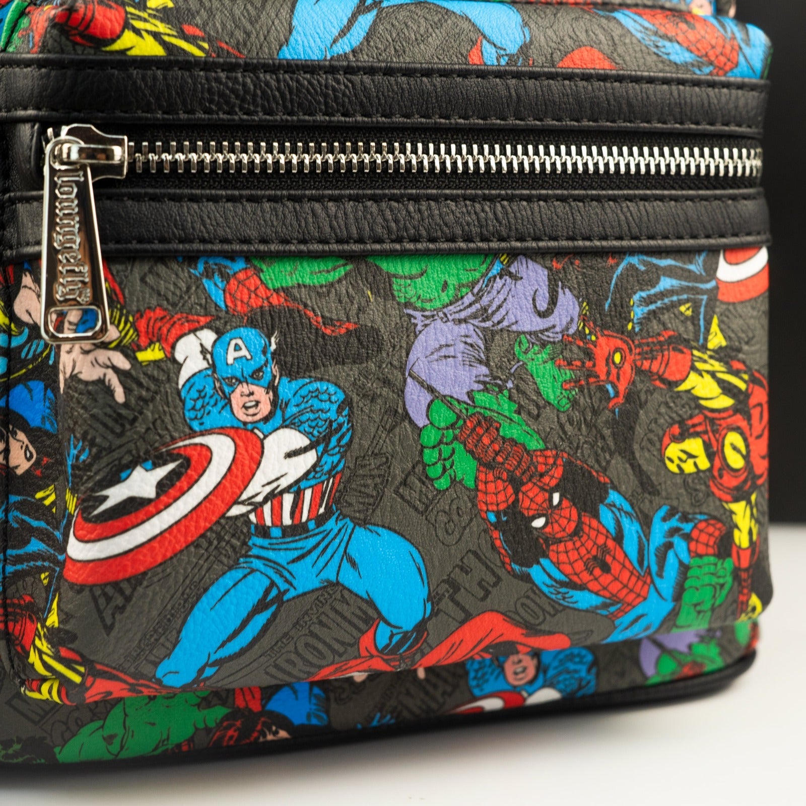 Loungefly x Marvel Comic Book Character Poses AOP Mini Backpack - GeekCore