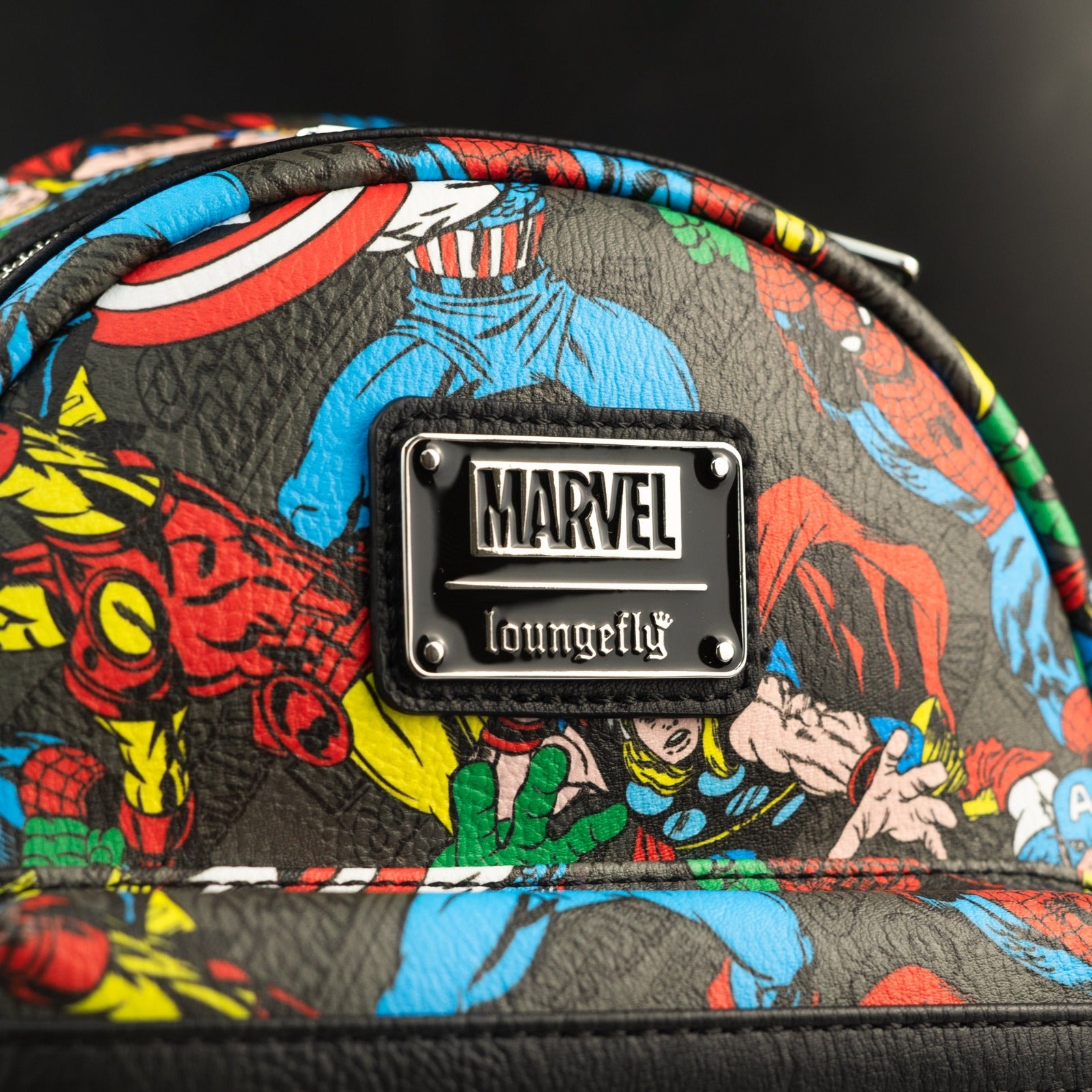 Loungefly x Marvel Comic Book Character Poses AOP Mini Backpack - GeekCore