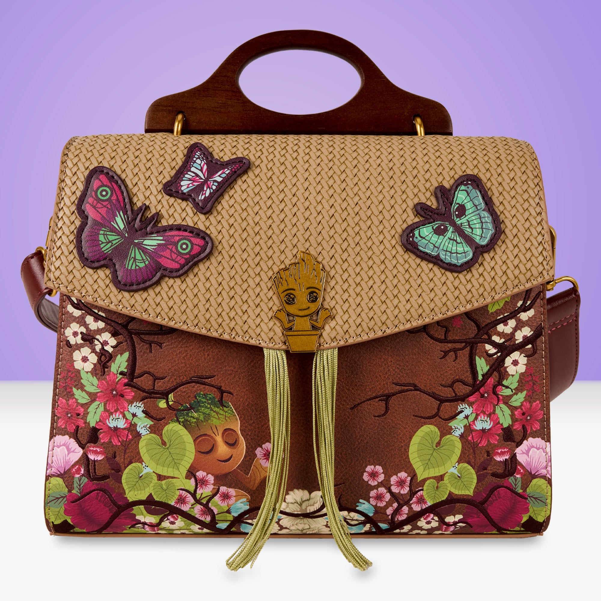 Loungefly x Marvel Guardians of the Galaxy Groot Floral Crossbody Bag - GeekCore