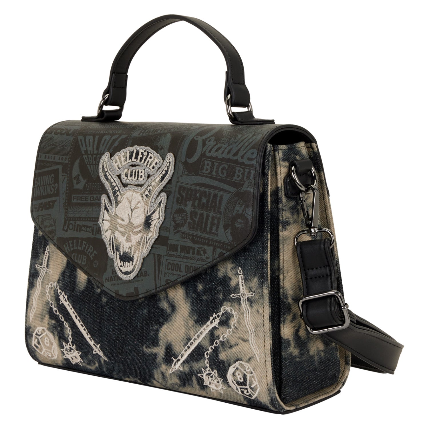 Loungefly x Netflix Stranger Things Hellfire Club Satchel Crossbody Bag - GeekCore