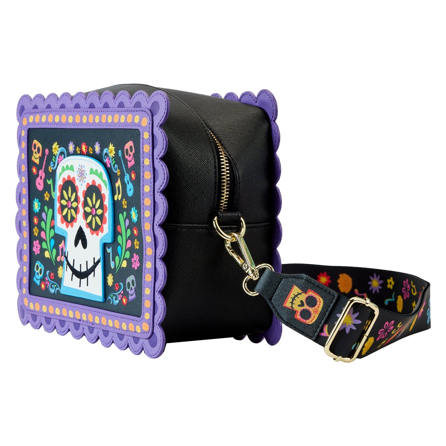 Loungefly x Pixar Coco Miguel Floral Skull Crossbody Handbag - GeekCore