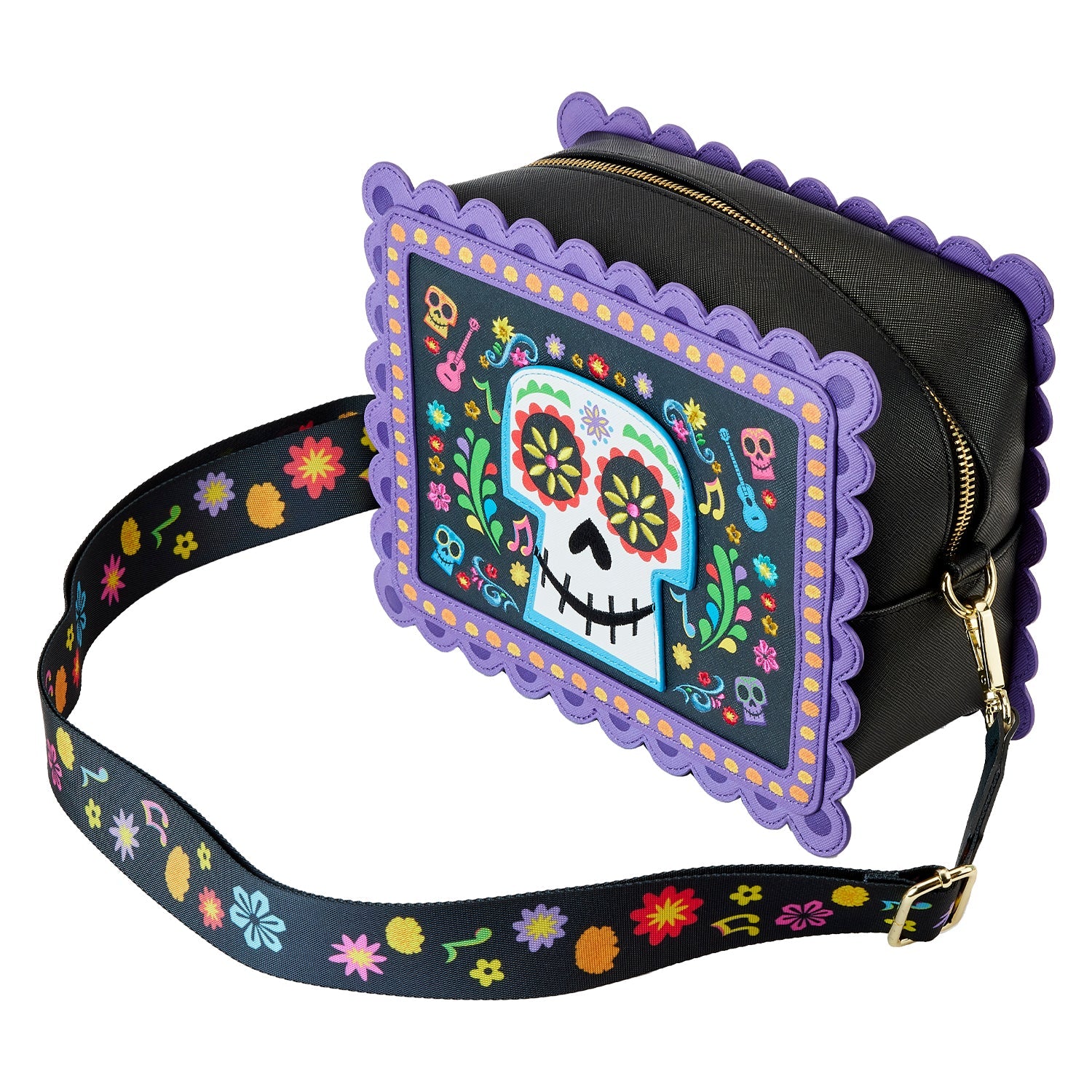 Loungefly x Pixar Coco Miguel Floral Skull Crossbody Handbag - GeekCore