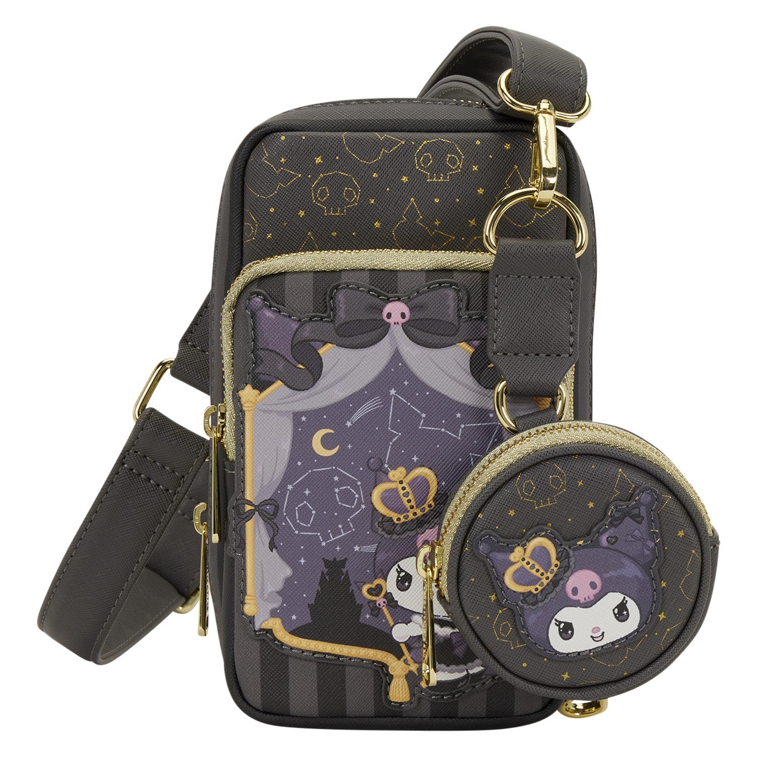 Loungefly x Sanrio Kuromi 20th Anniversary Cell Phone Crossbody Bag with Coin Bag - GeekCore