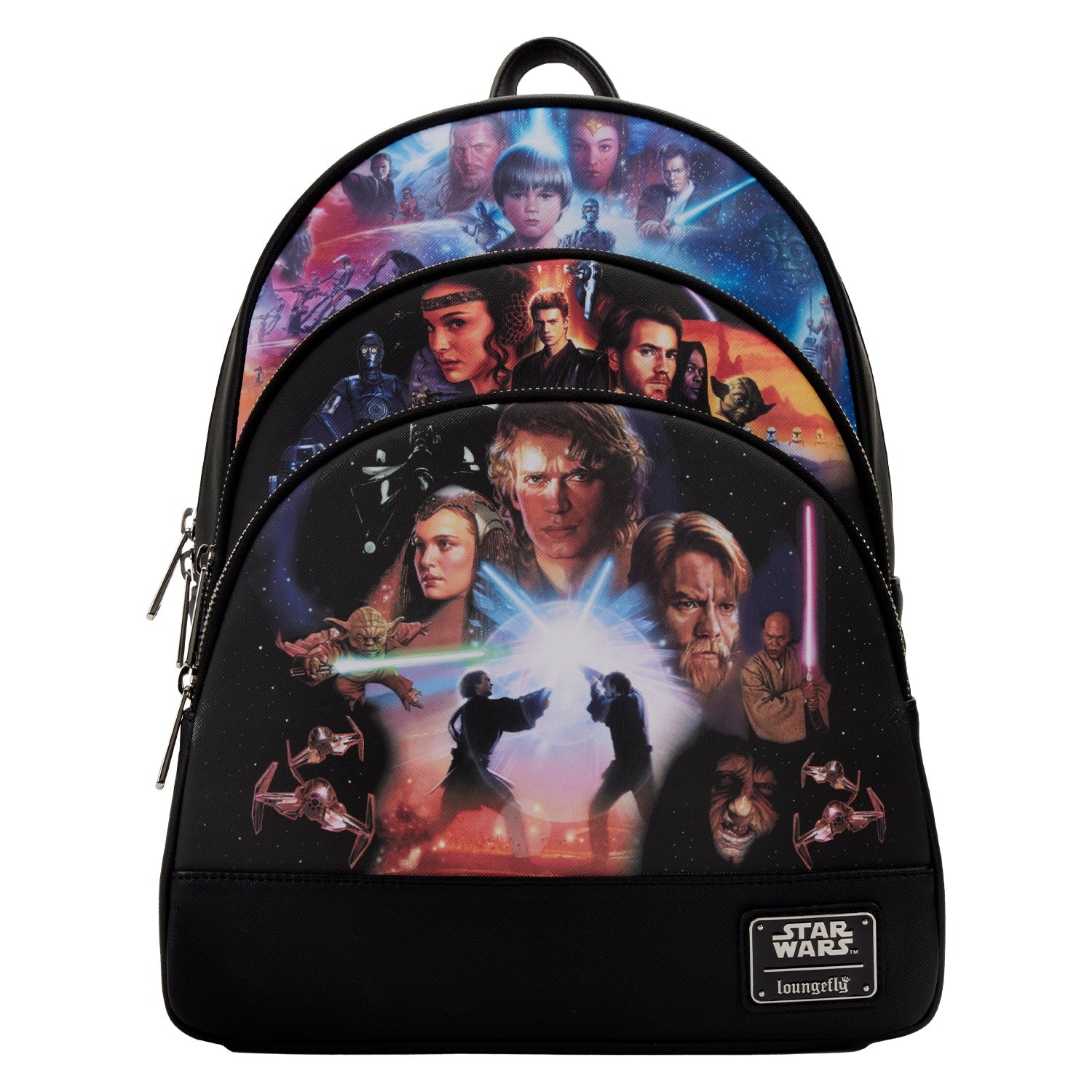 Loungefly x Star Wars Prequel Trilogy Triple Pocket Mini Backpack - GeekCore