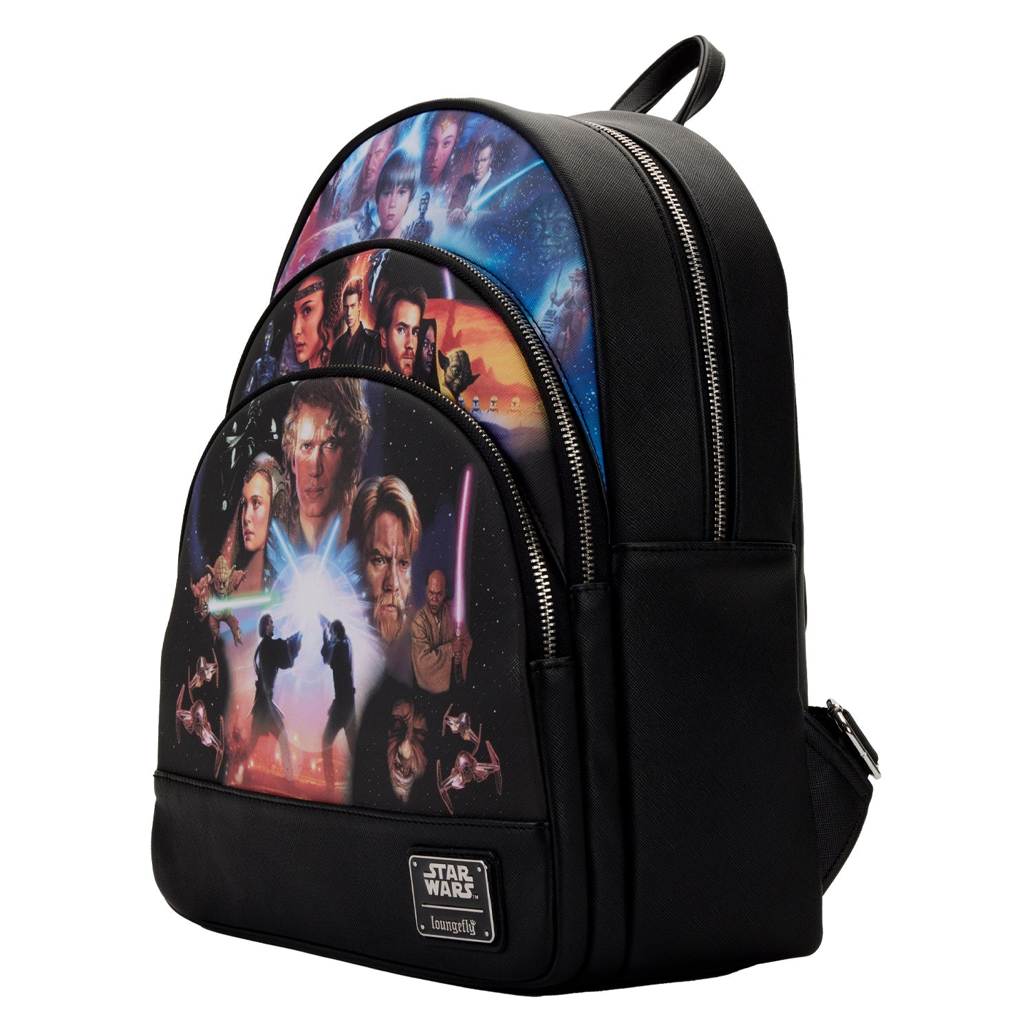 Loungefly x Star Wars Prequel Trilogy Triple Pocket Mini Backpack - GeekCore