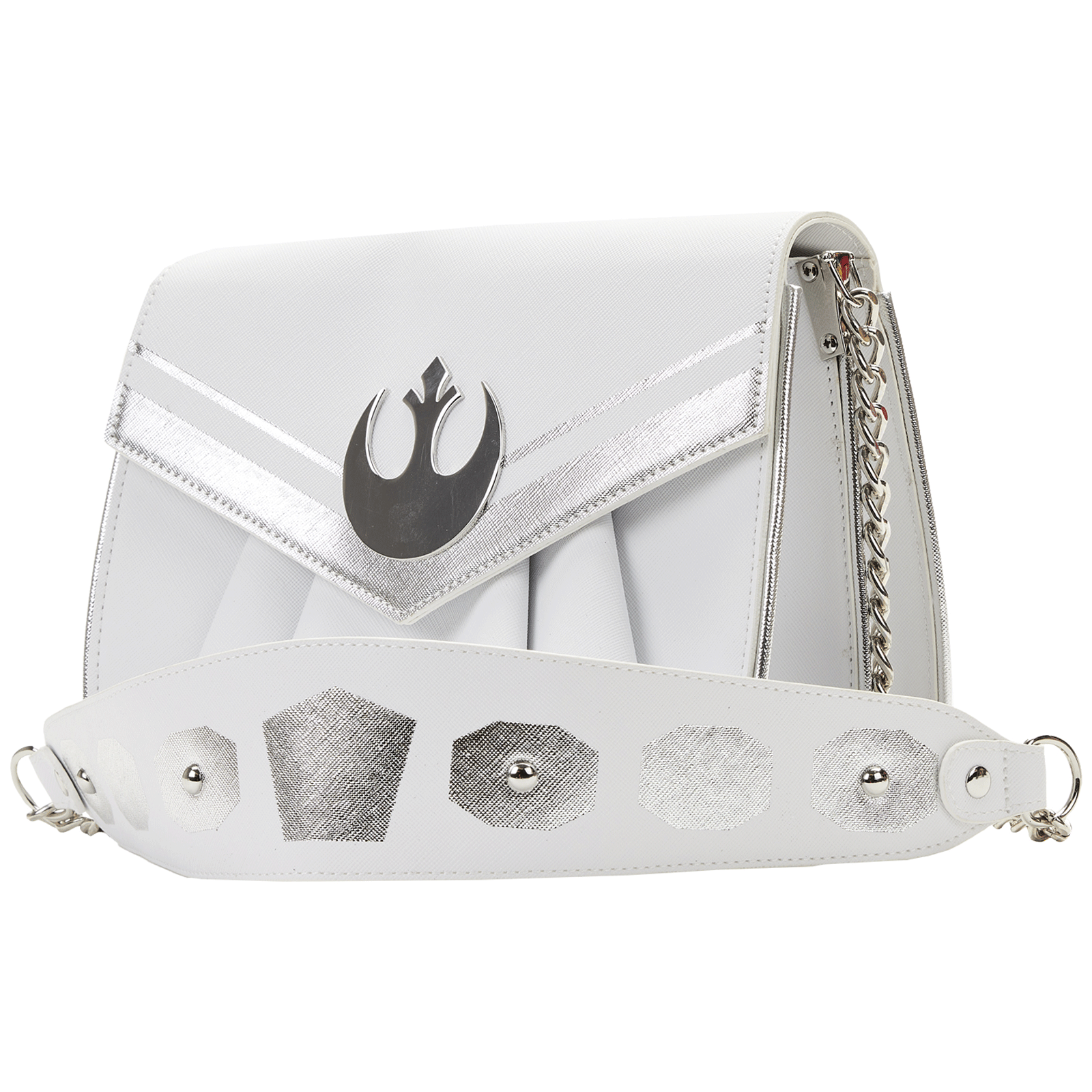 Loungefly x Star Wars Princess Leia White Cosplay Chain Strap Crossbody Bag - GeekCore