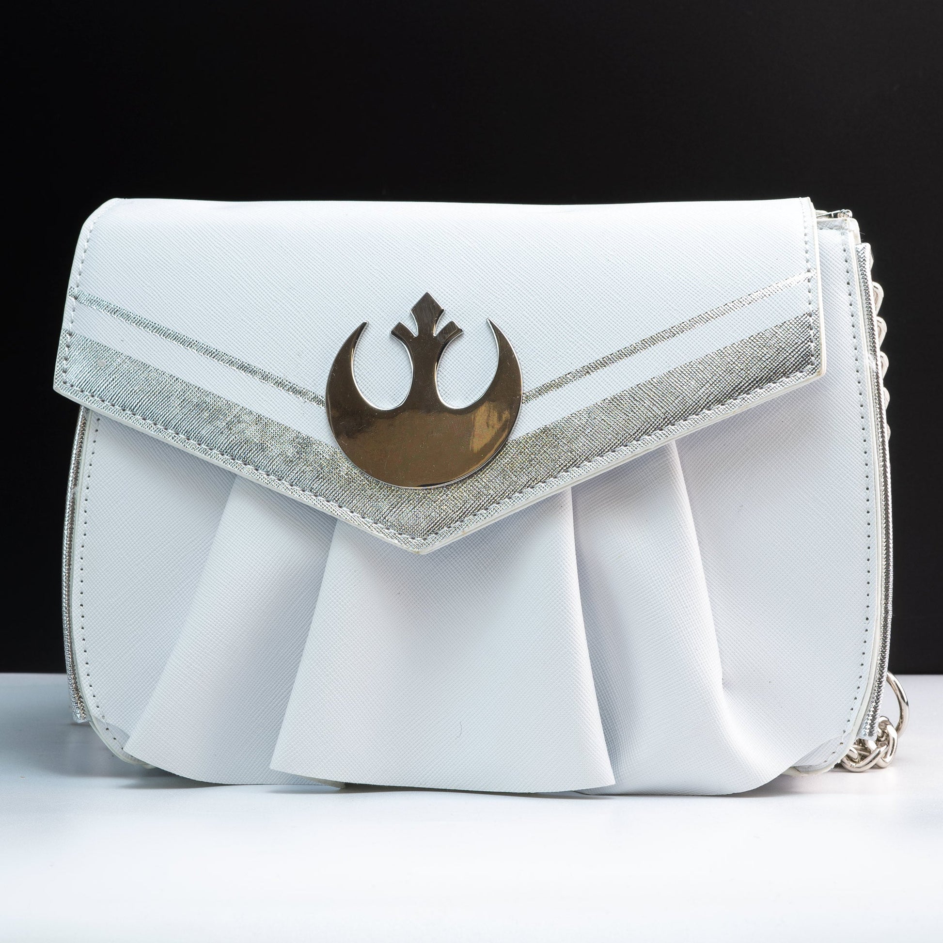 Loungefly x Star Wars Princess Leia White Cosplay Chain Strap Crossbody Bag - GeekCore