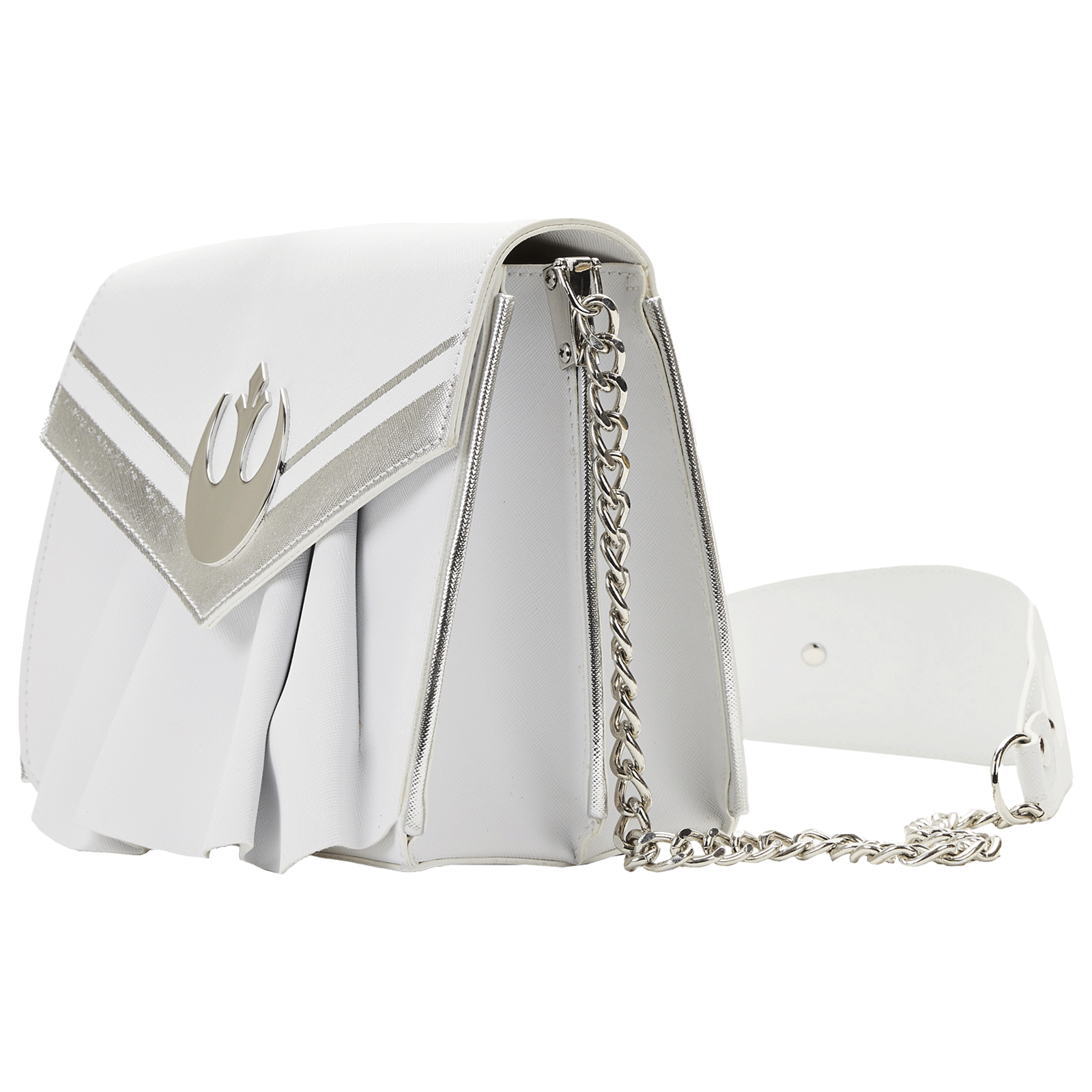 Loungefly x Star Wars Princess Leia White Cosplay Chain Strap Crossbody Bag - GeekCore