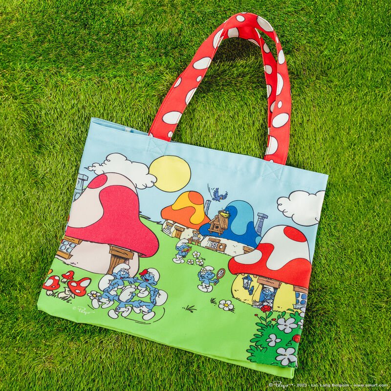 Loungefly x The Smurfs Village Life Canvas Tote Bag - GeekCore