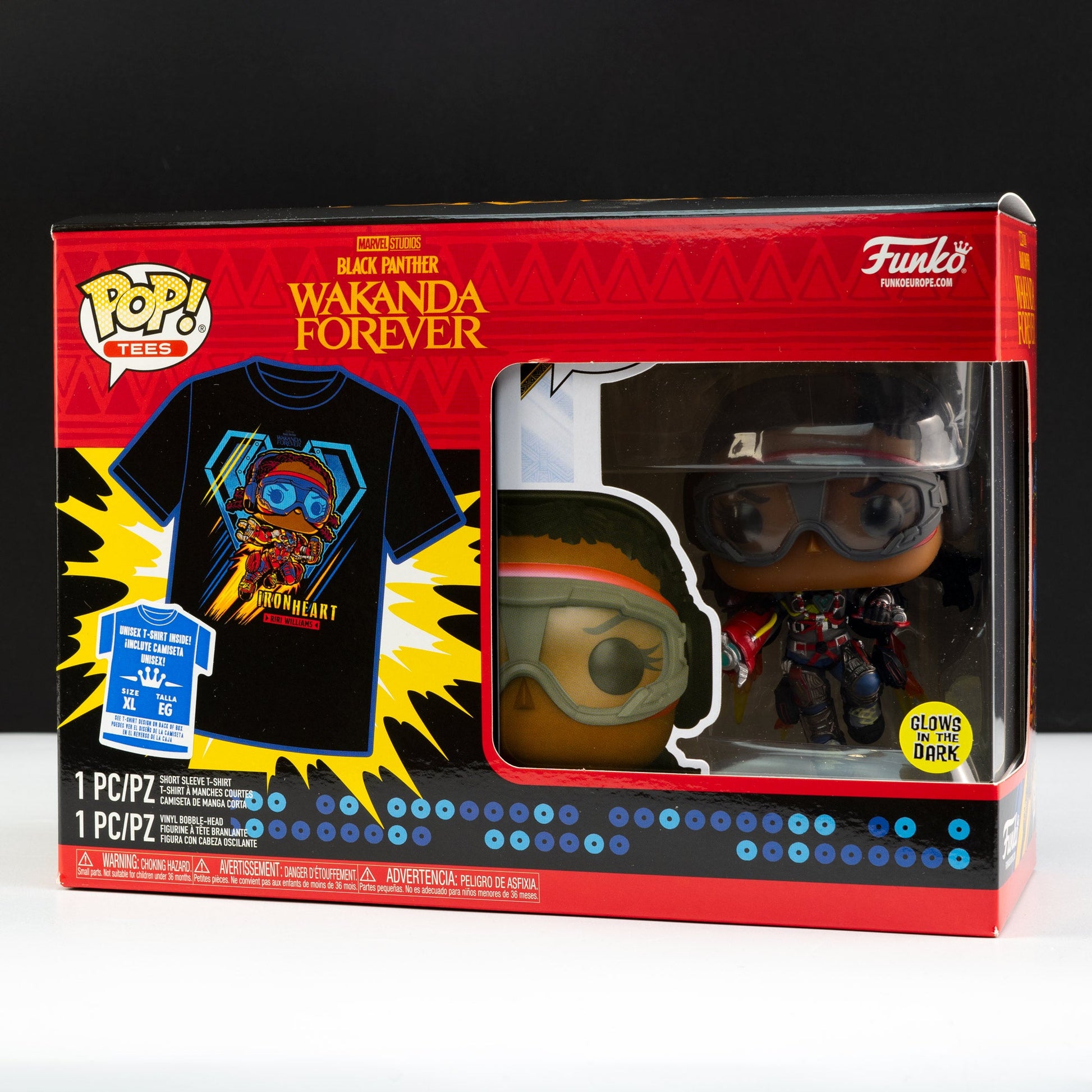 Marvel Black Panther Ironheart Mark 1 (Glow in the Dark) Pop! Vinyl and Tee Set - GeekCore