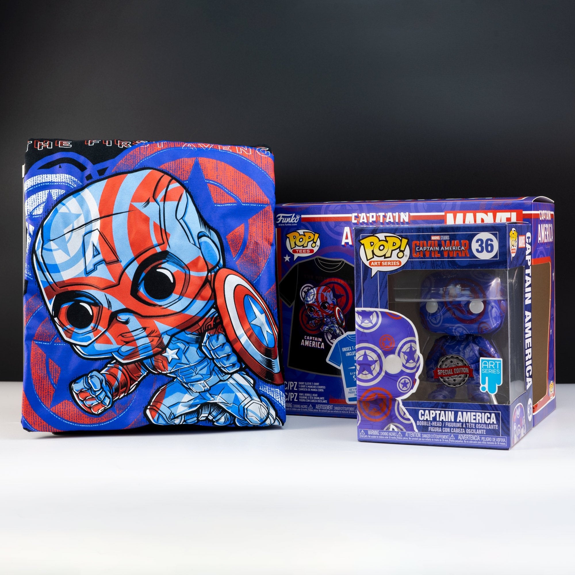 Marvel Captain America Patriotic Age Pop! Vinyl and Tee Set - GeekCore